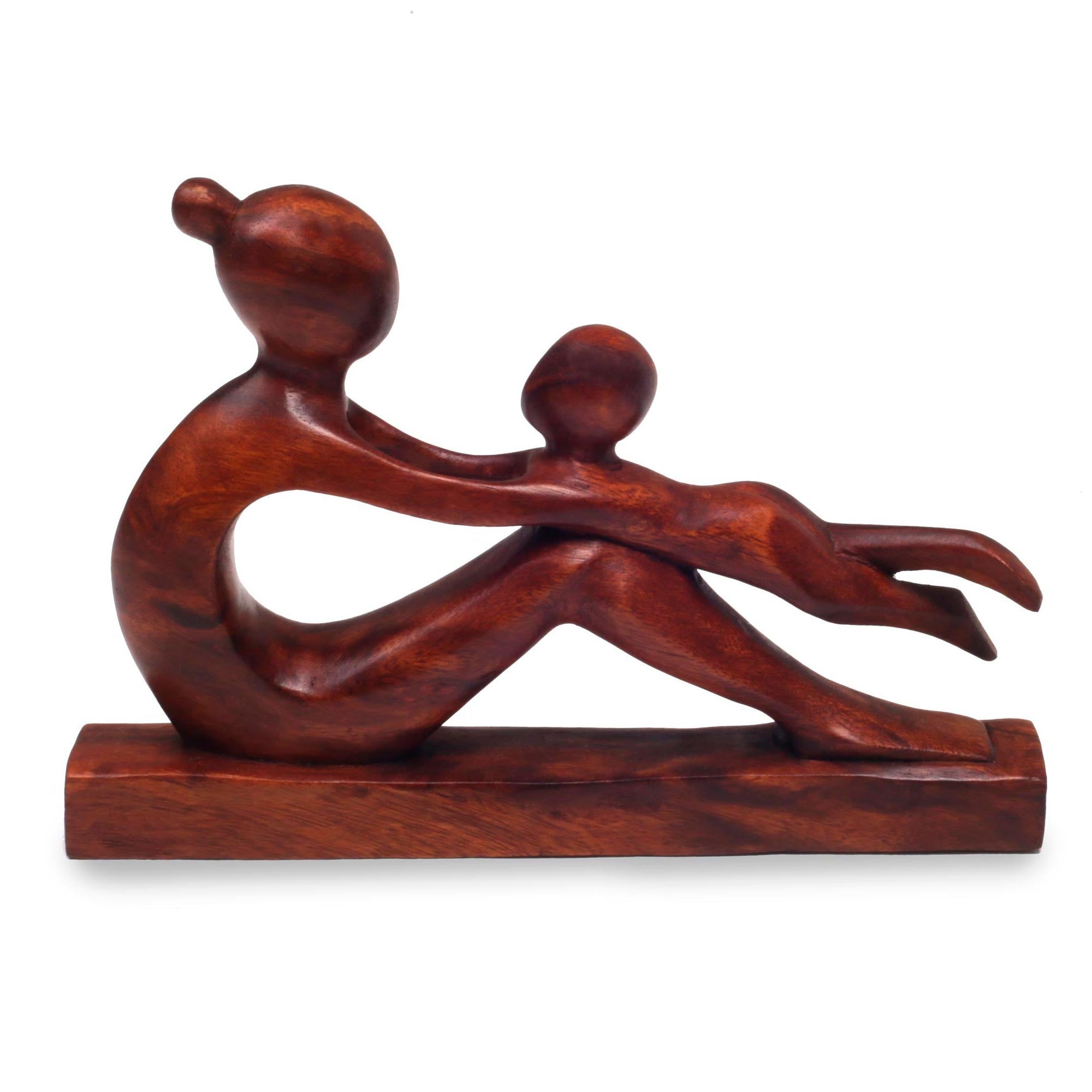 Premium Hand-Carved Mother & Child Wood Sculpture
