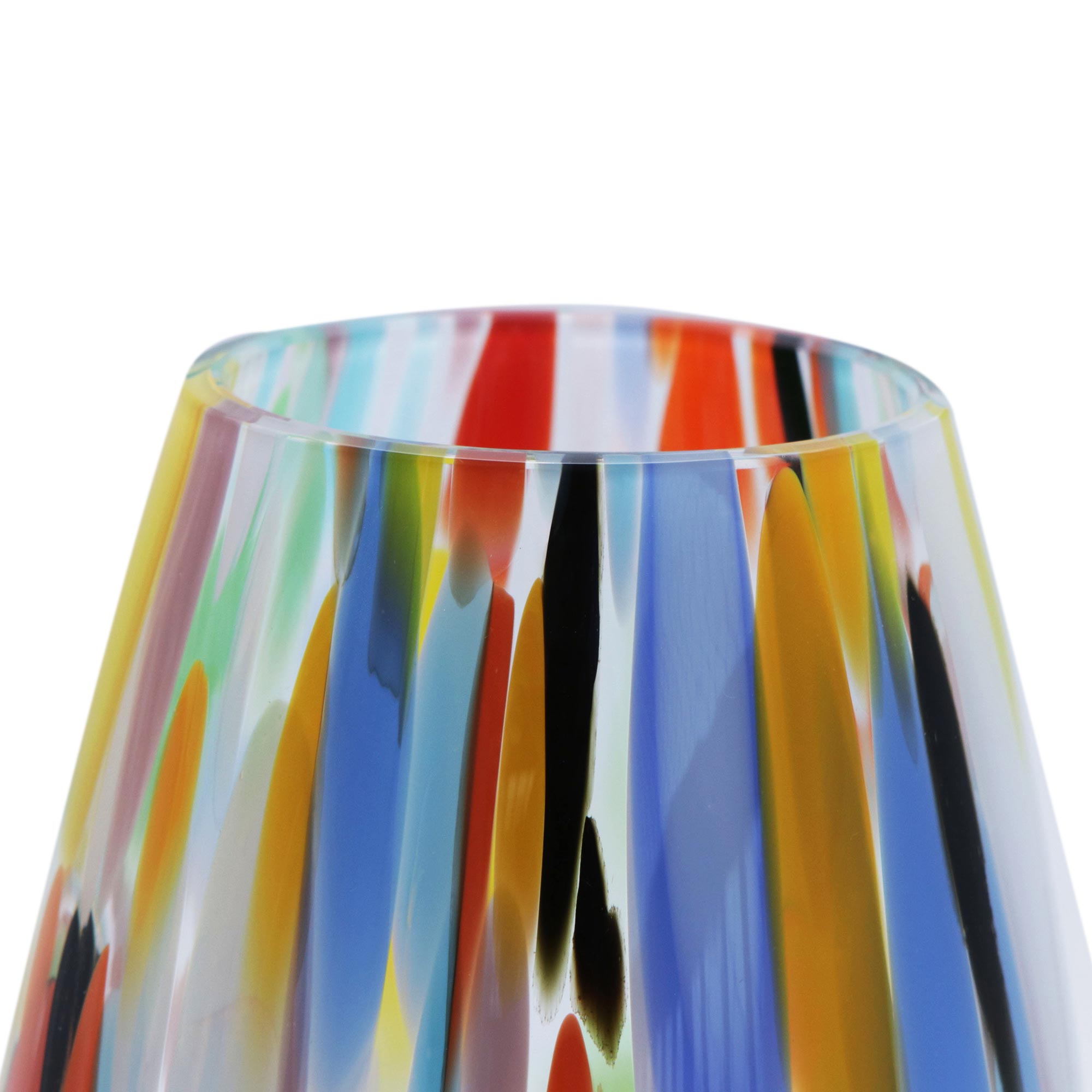 Premium Murano-Inspired Carnival Confetti Glass Vase - Handcrafted Elegance (9 inch)