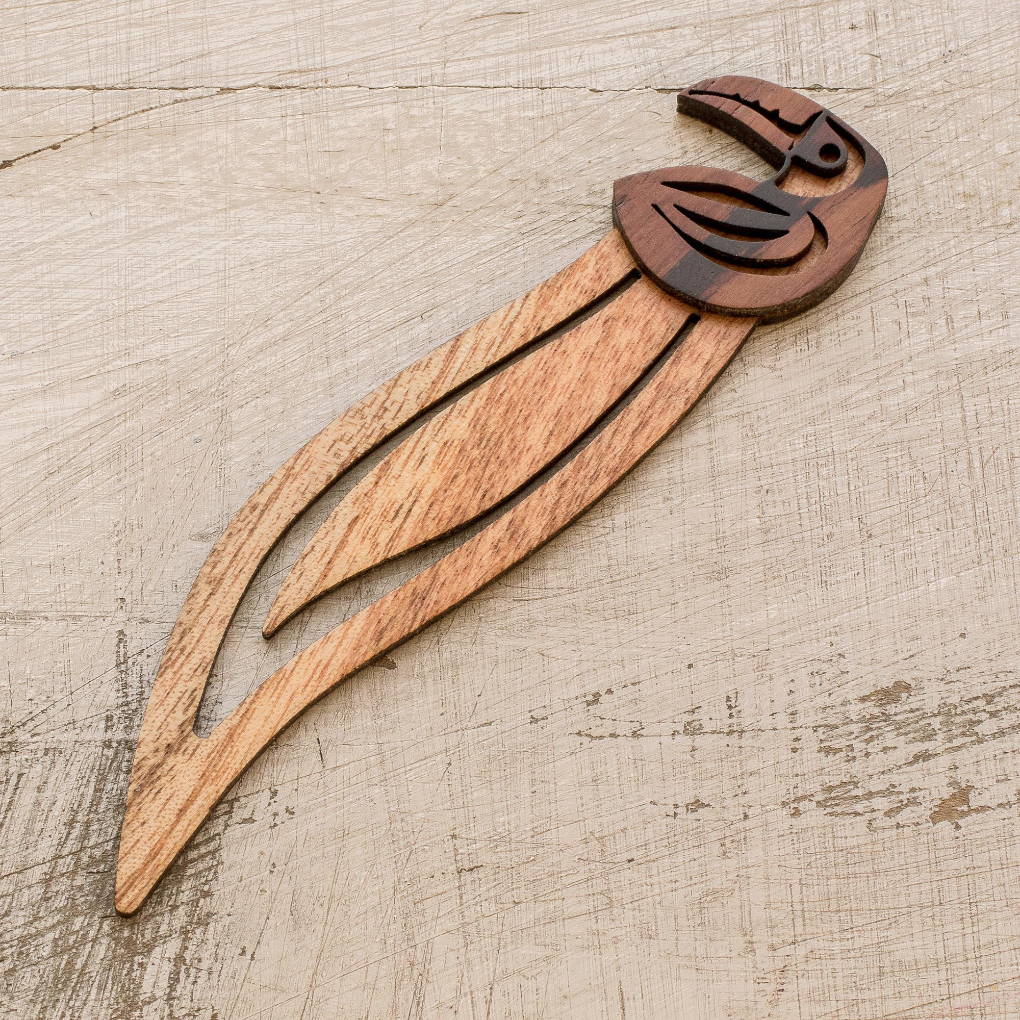 Premium Toucan-Themed Teak Wood Bookmark - Handcrafted in Costa Rica