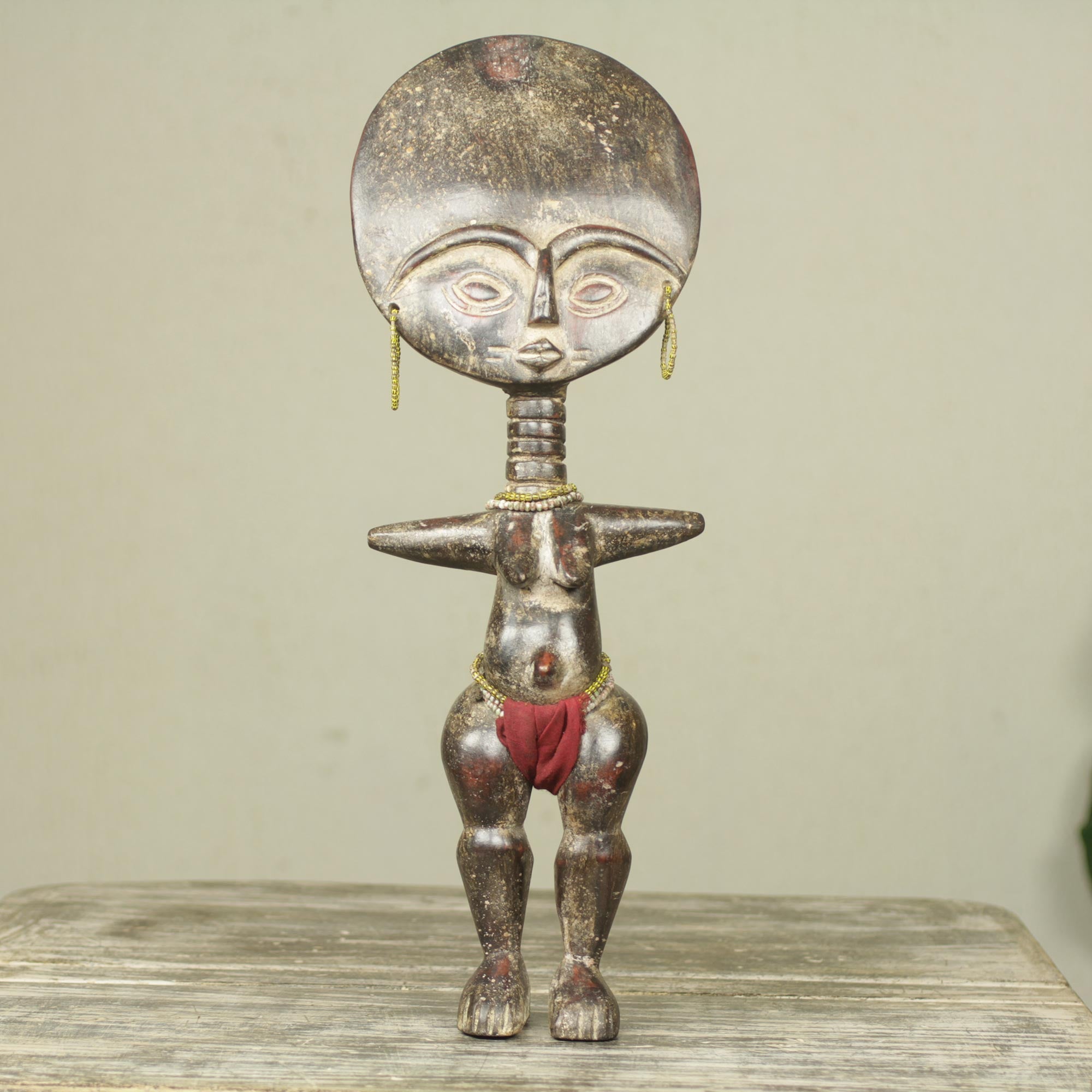 Premium Fante Fertility Doll III | Handcrafted African Wood Figurine | Fair Trade Artisan Craft
