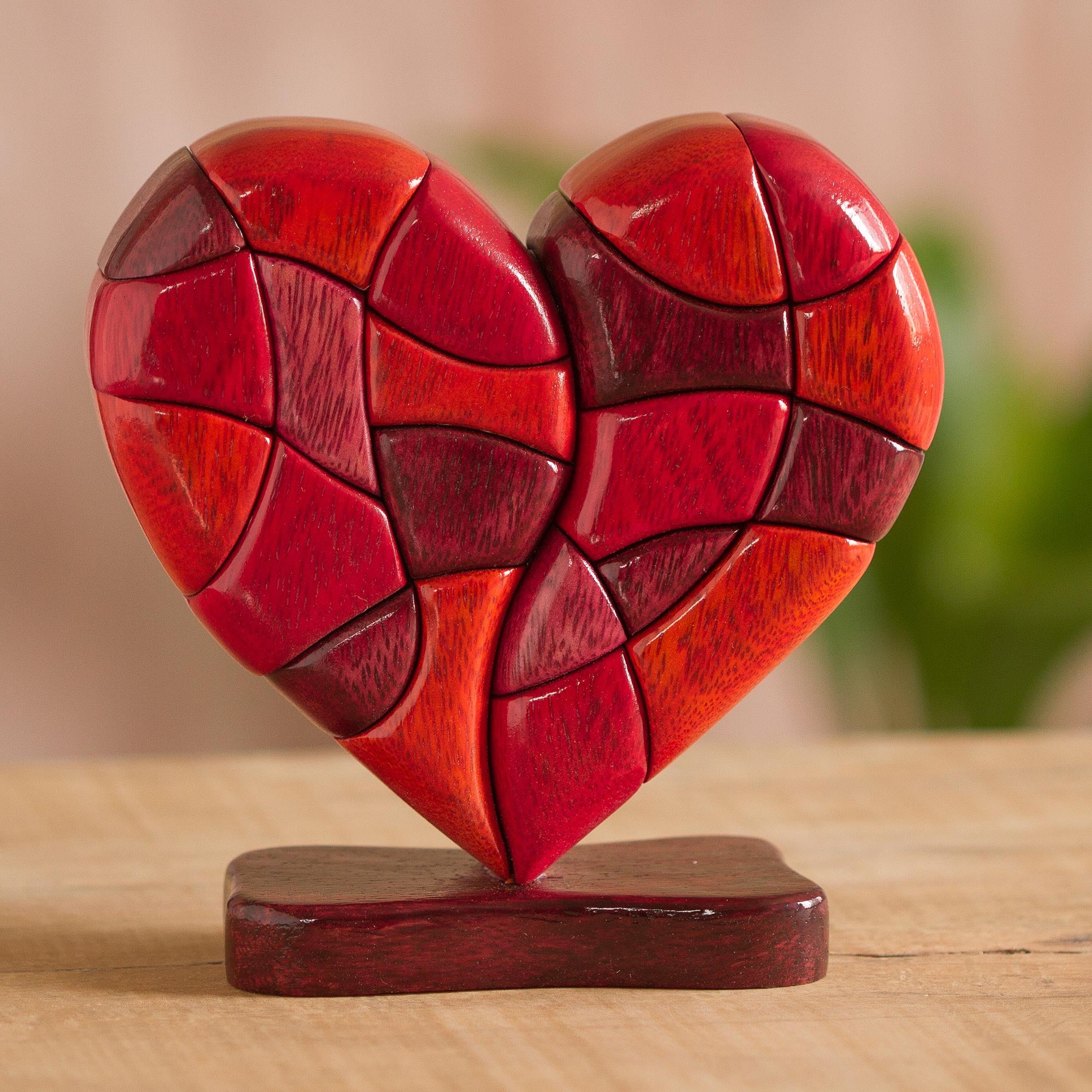 Premium Hand-Carved Love Heart Sculpture - Artisan Crafted in Peru