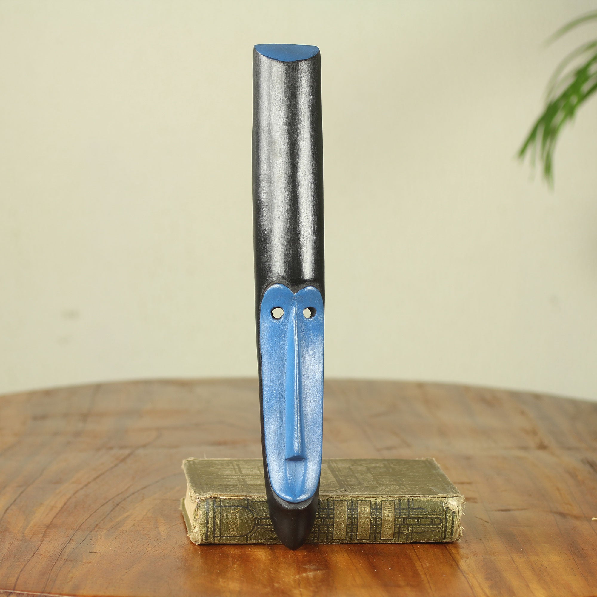 Premium Handcrafted Blue Adoo Wood Mask