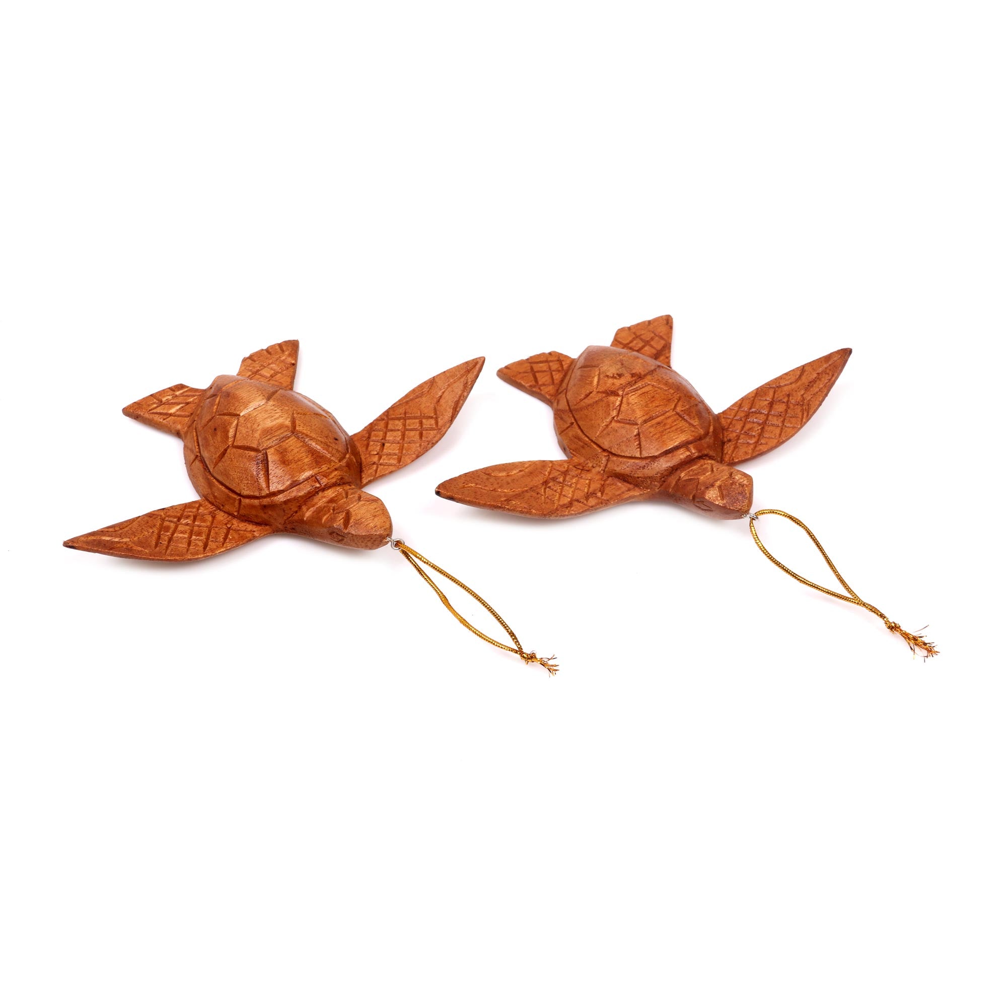 Premium Handcrafted Turtle Wood Ornaments – Set of 2, Artisan-Made in Indonesia