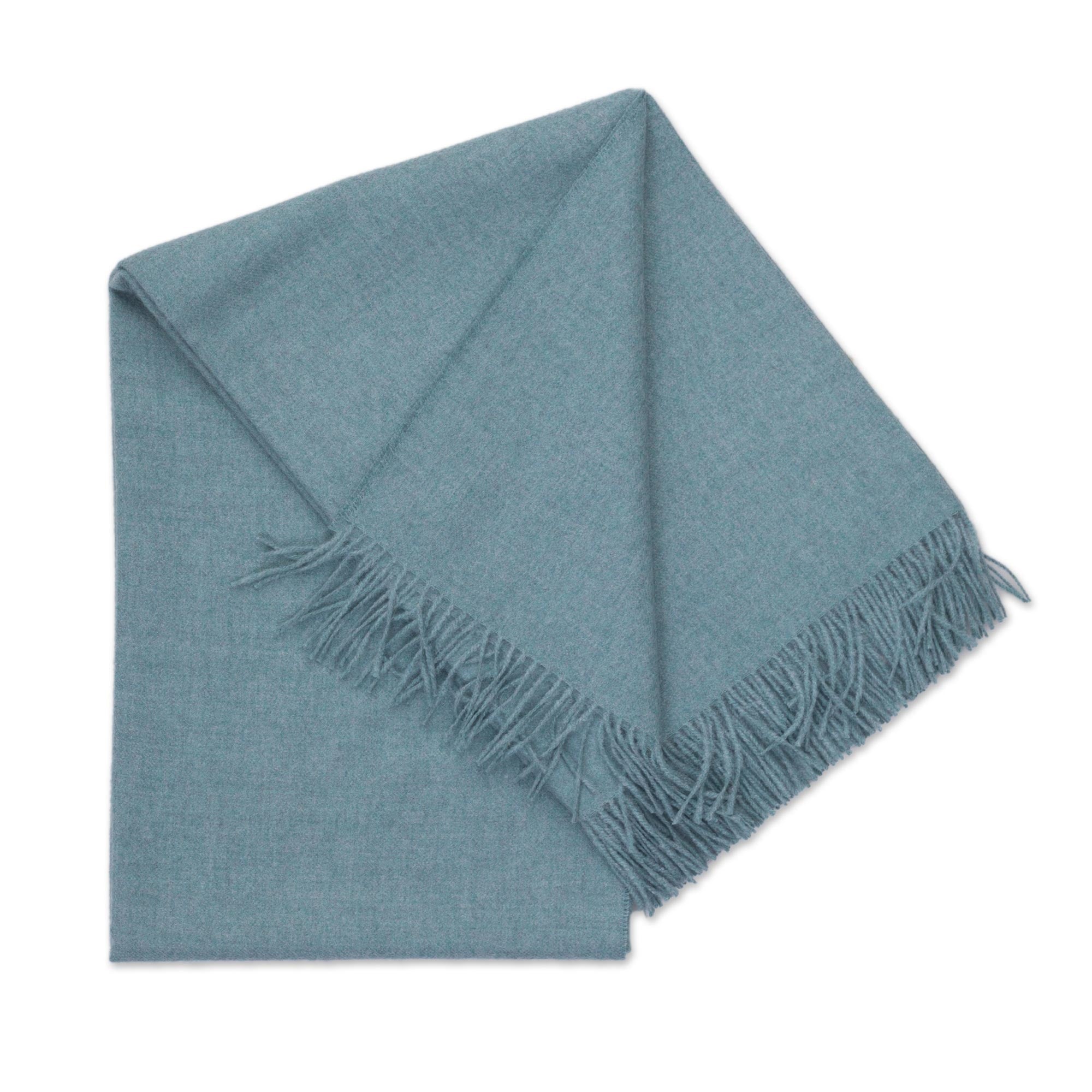 Premium Blissful Dream Aqua Baby Alpaca Throw Blanket - Handcrafted in Peru