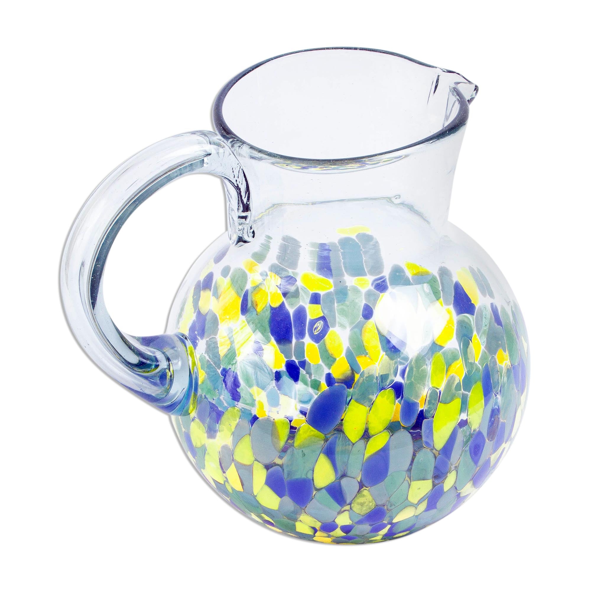 Premium Ocean Confetti Recycled Glass Pitcher - Handcrafted in Mexico