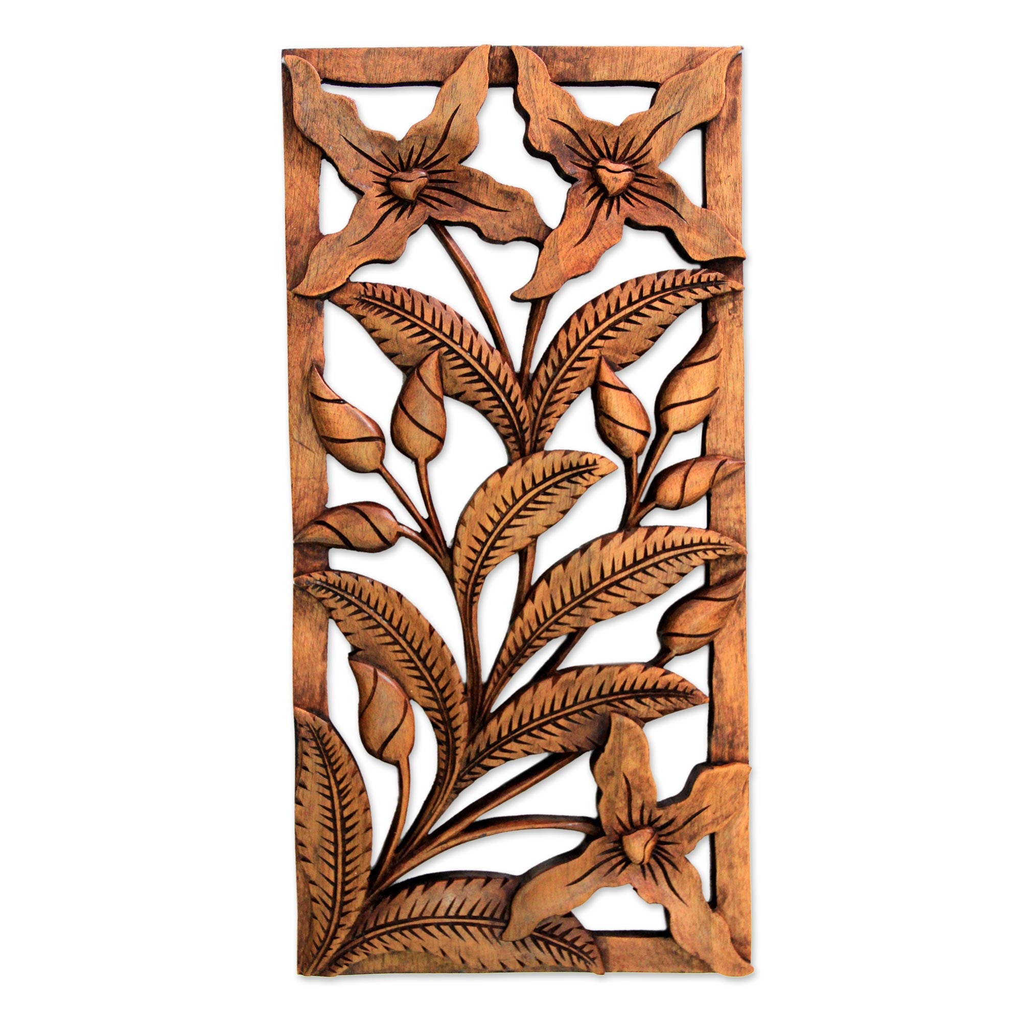 Premium Wild Orchids Floral Wood Wall Art - Handcrafted in Bali