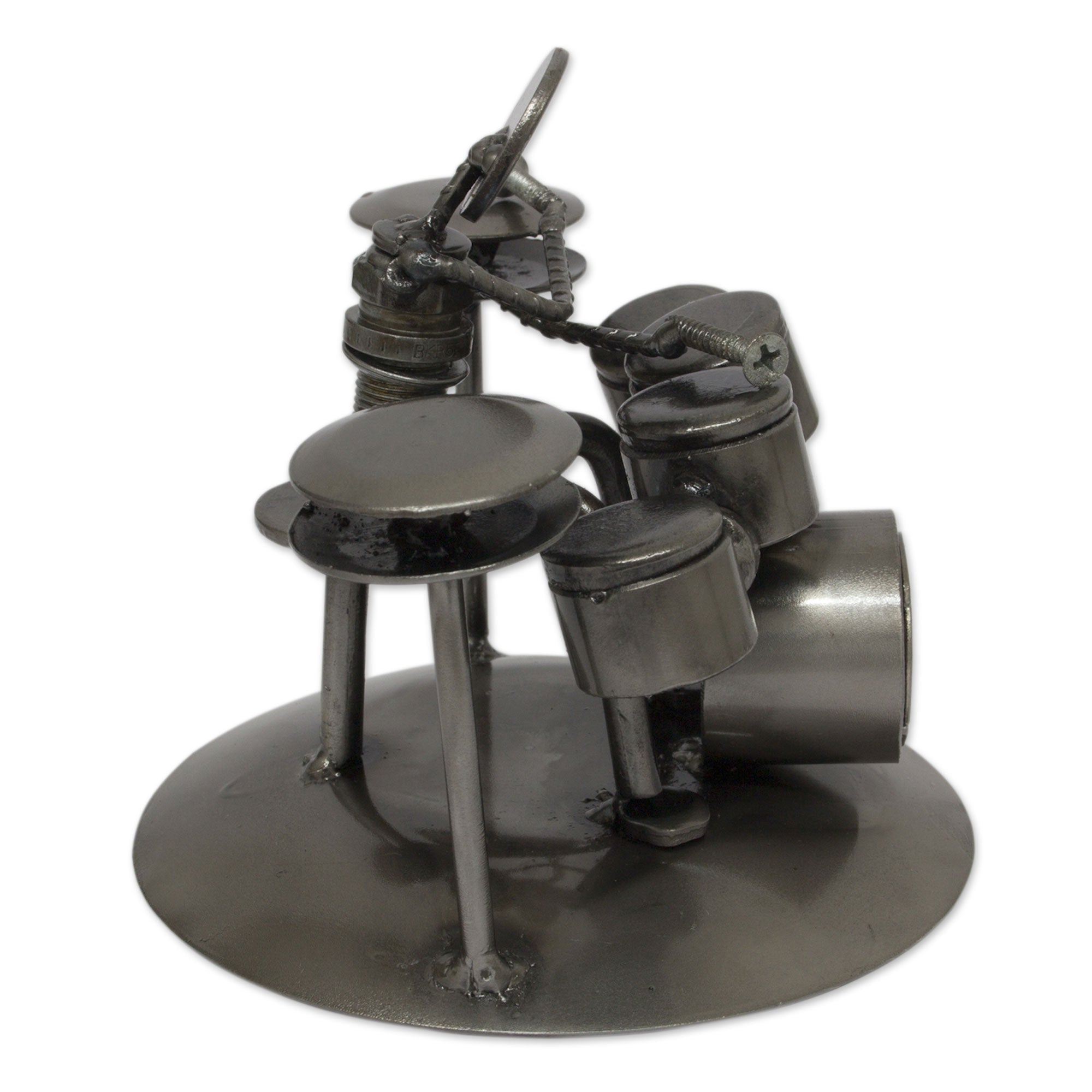 Premium Rustic Drummer Sculpture - Upcycled Auto Parts Art