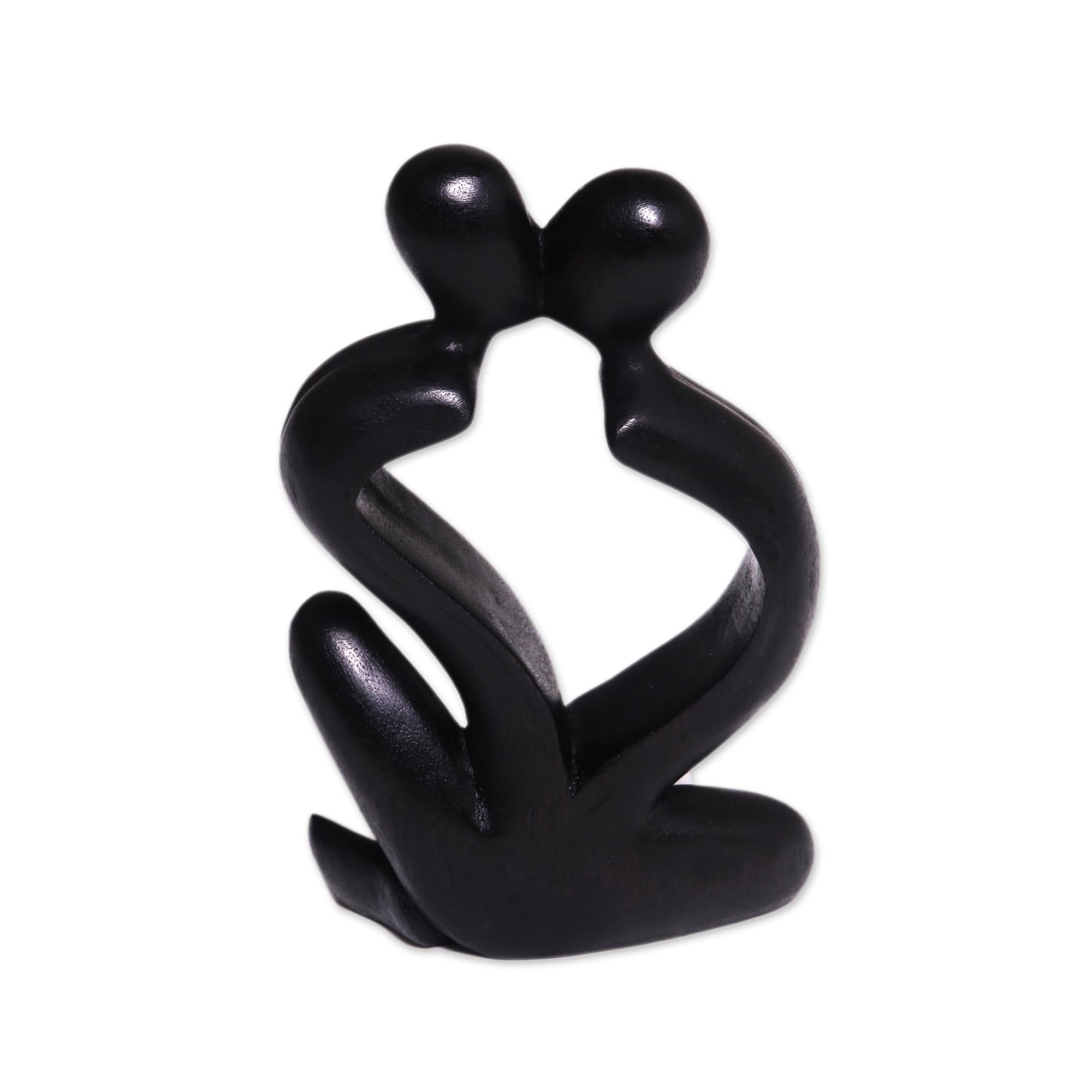 Premium Black Suar Wood Timeless Love Sculpture - Hand-Carved Couple Art