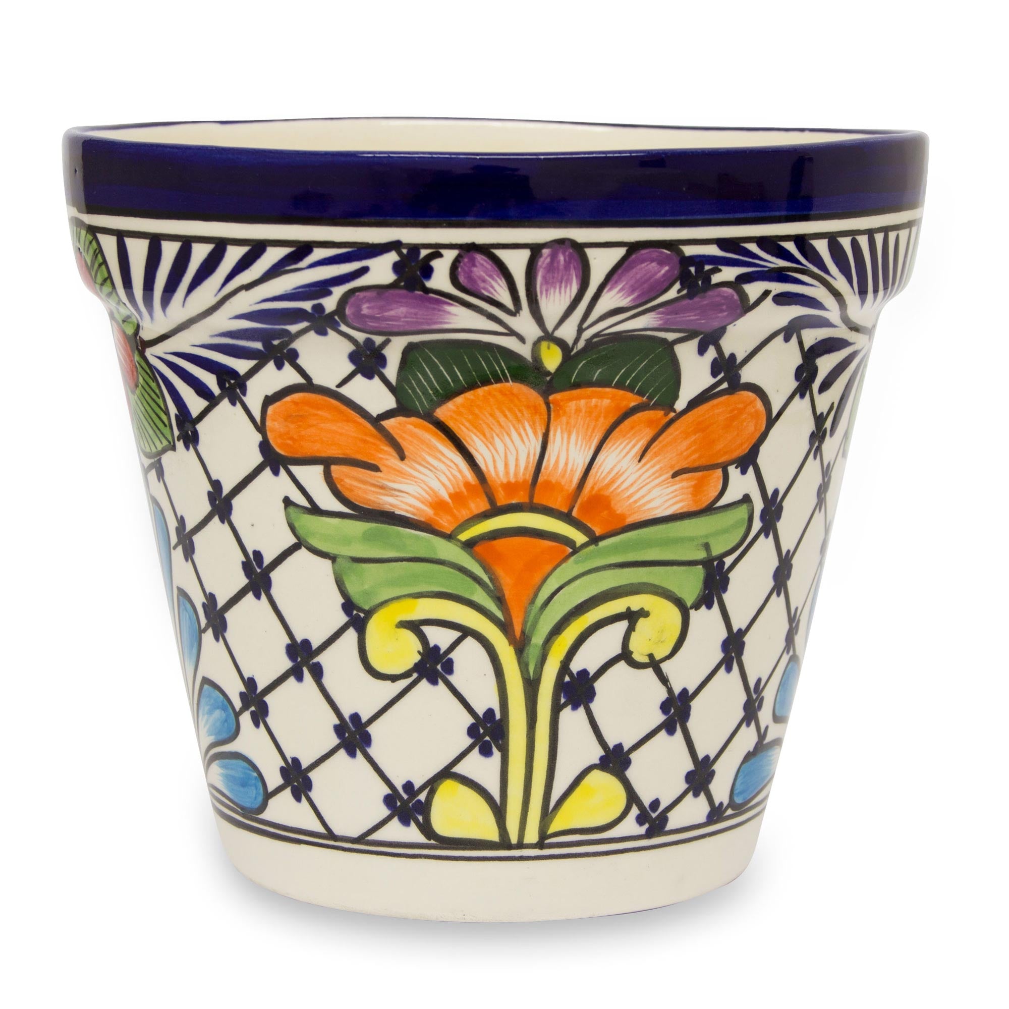 Premium Wild Flowers Majolica Ceramic Planter – Handcrafted Elegance