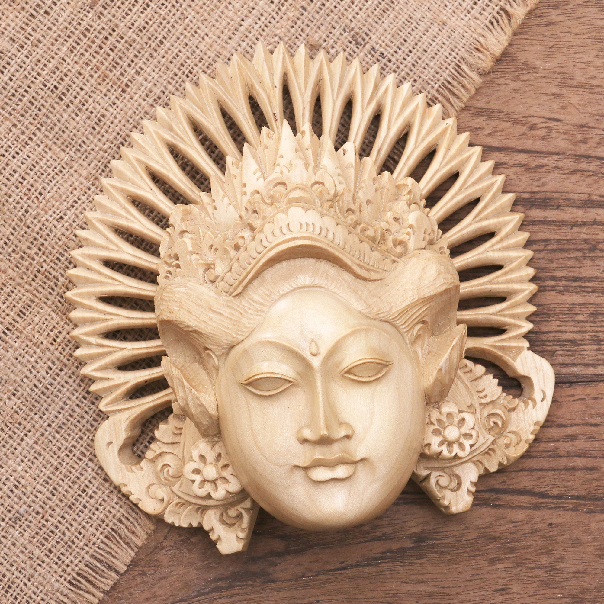 Premium Hand-Carved Janger Dancer Wood Mask from Bali