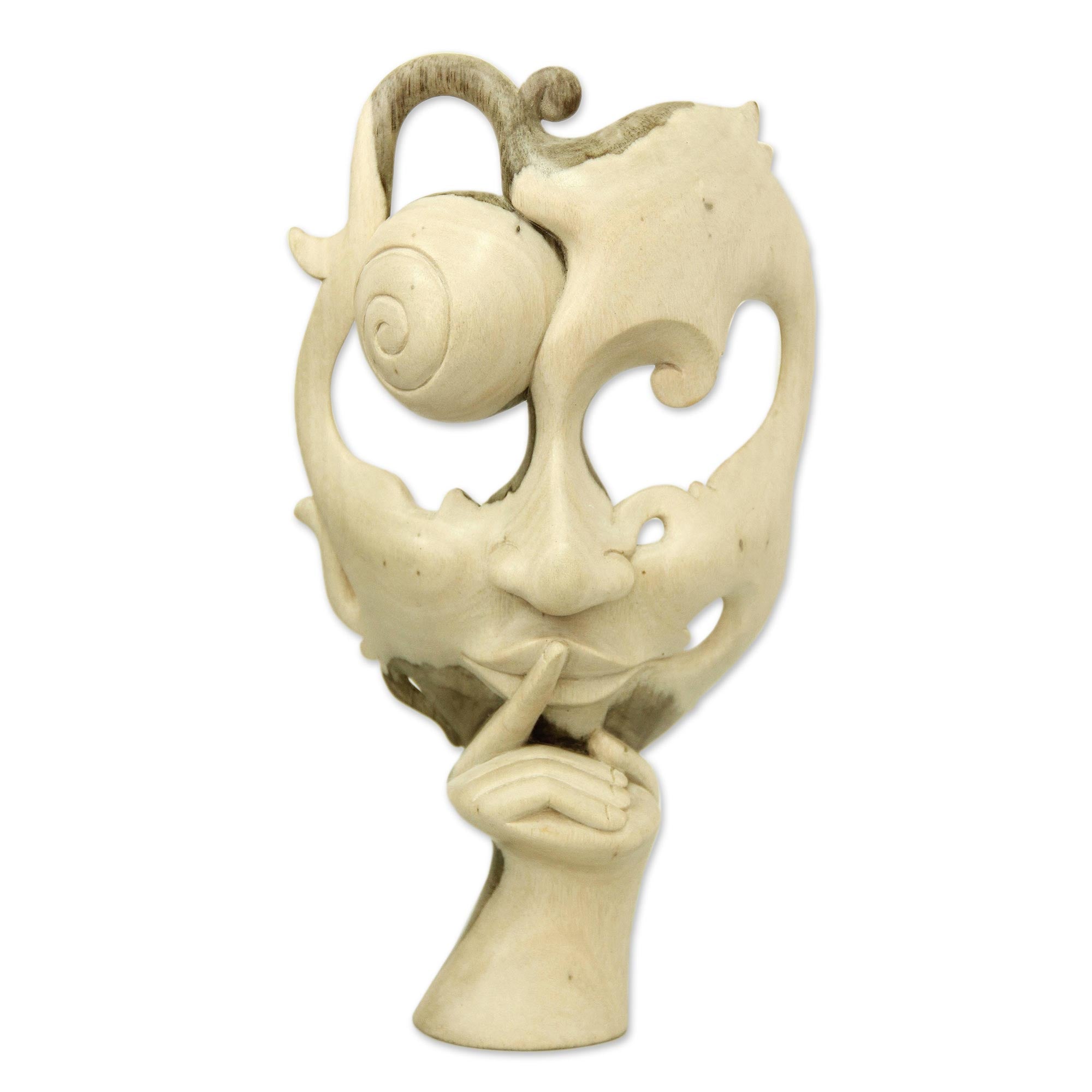 Premium Handcrafted Hibiscus Wood Mask - Unique Modern Art Piece