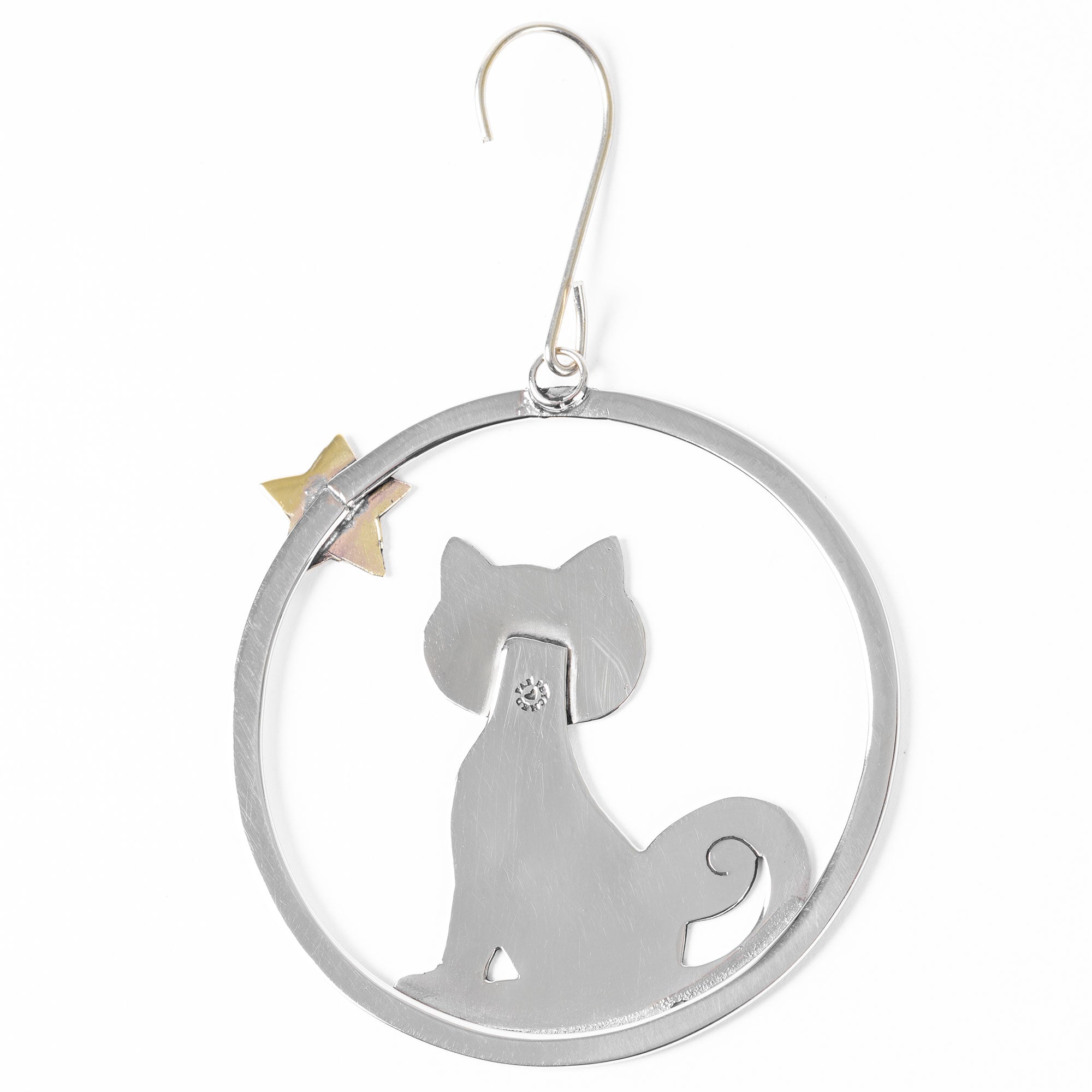 Premium Wish Upon a Star Cat Mixed Metal Ornament - Handcrafted Fair-Trade Decor
