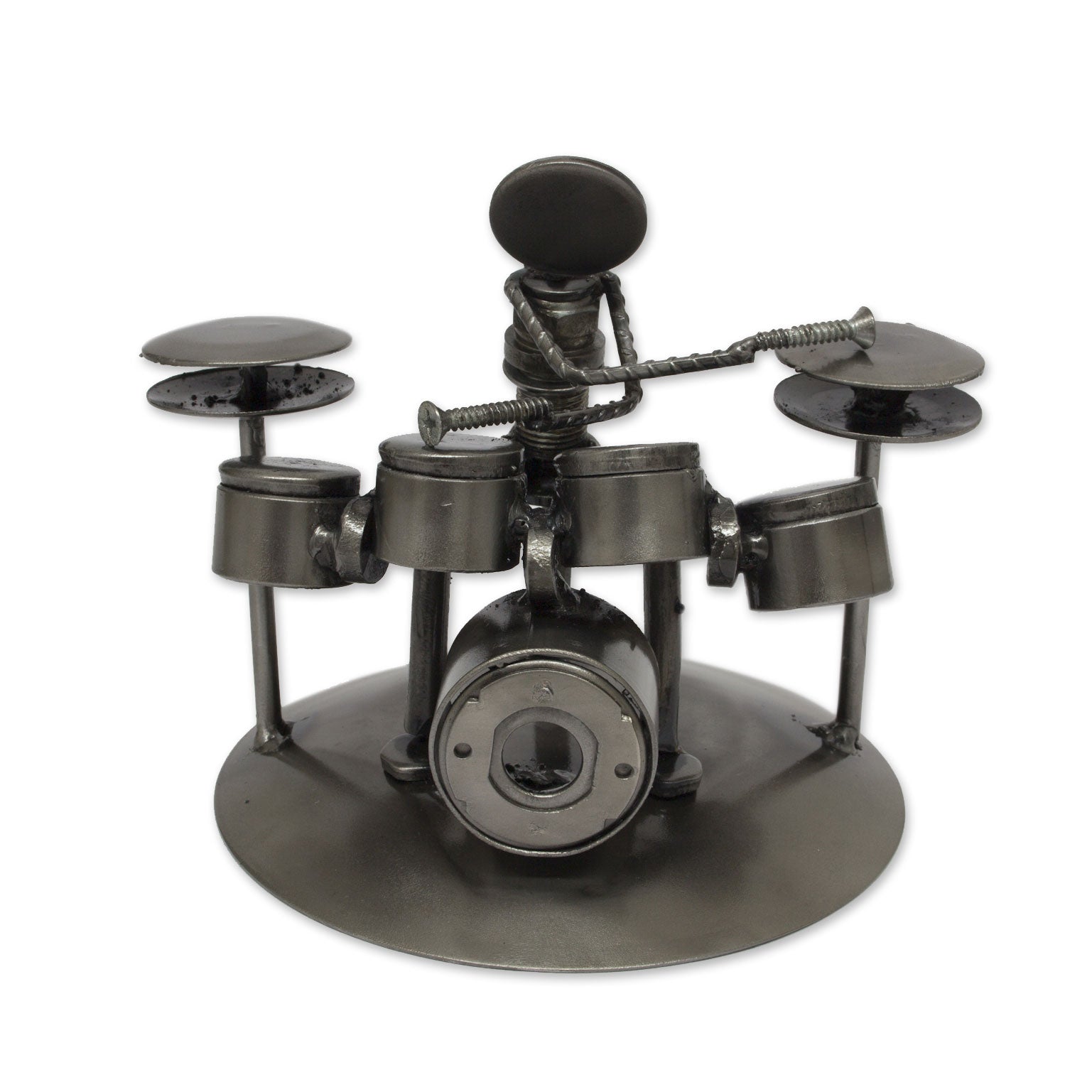 Premium Rustic Drummer Sculpture - Upcycled Auto Parts Art