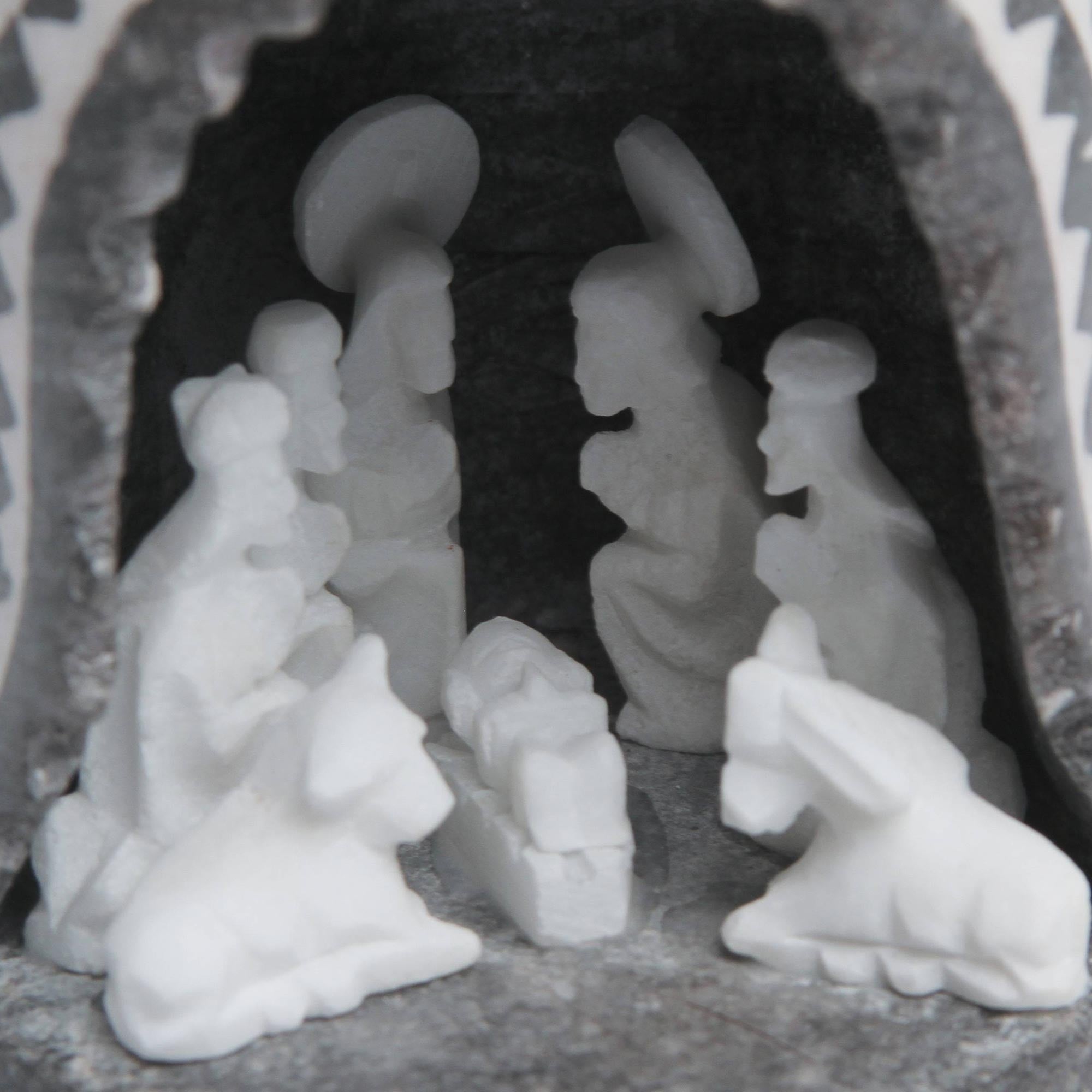 Premium Peruvian Alabaster Nativity Scene in Traditional Chullo Hat