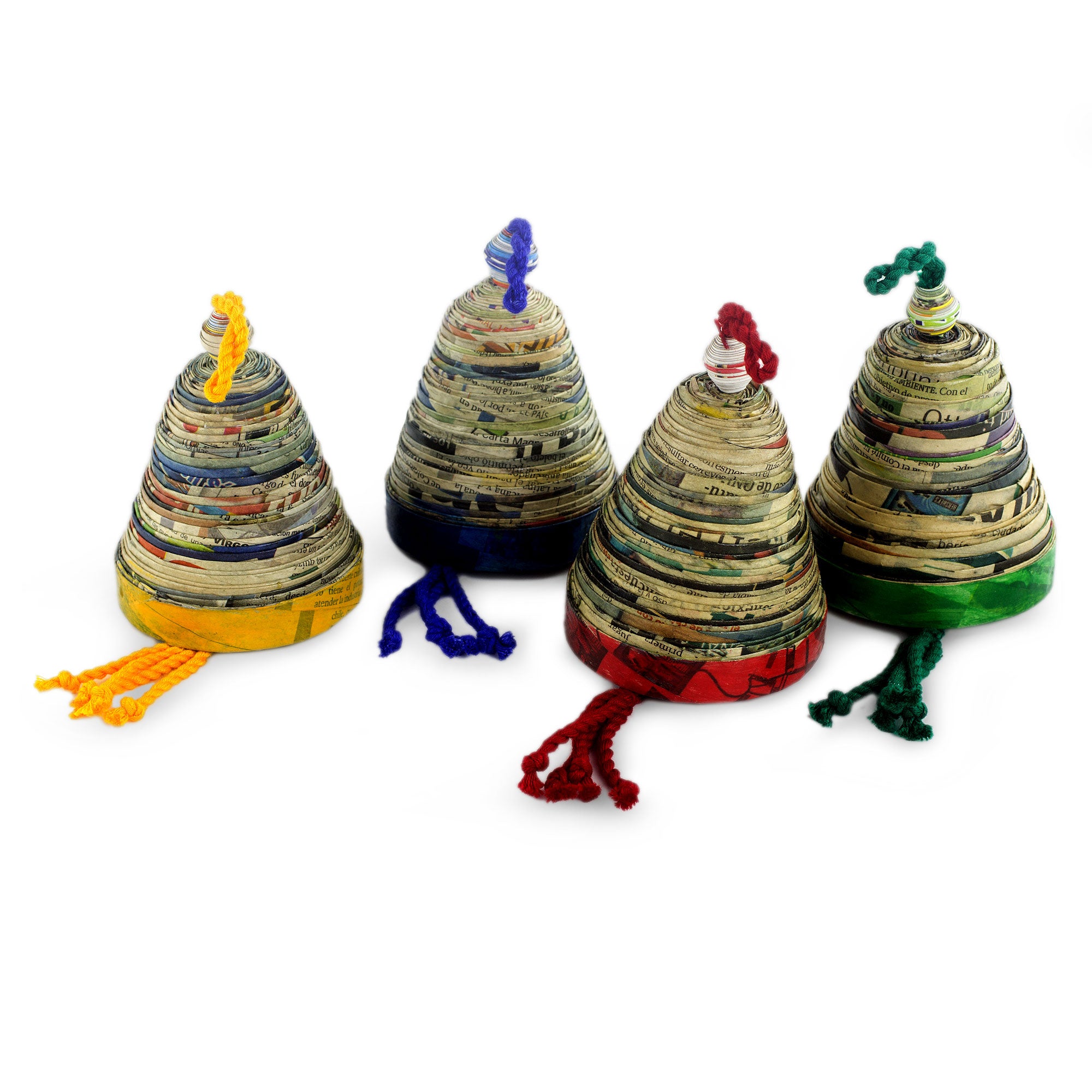 Premium Recycled Paper Christmas Ornaments - Bells of Hope and Joy (Set of 4)