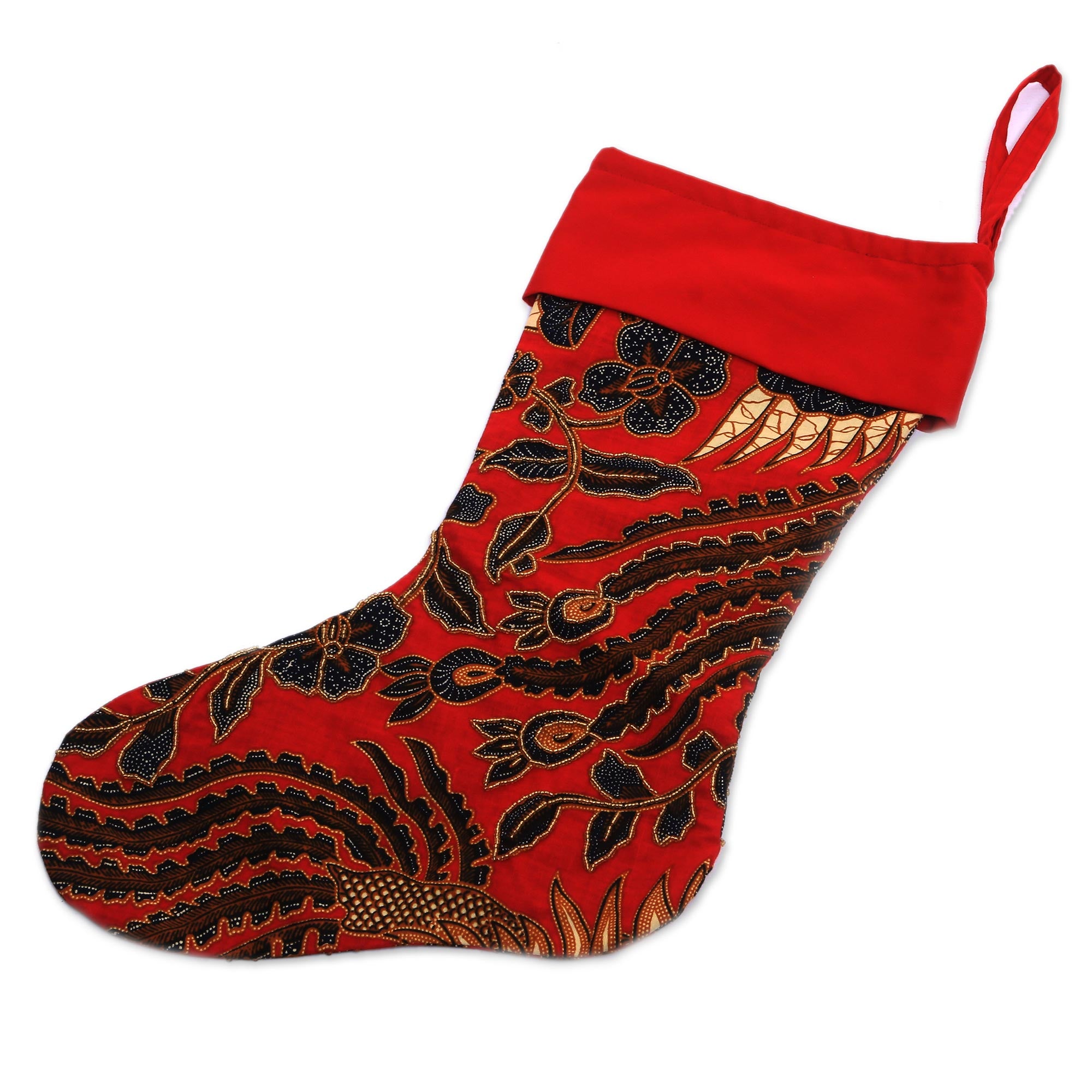 Premium Handcrafted Batik Christmas Stocking - Holiday Cotton Decor