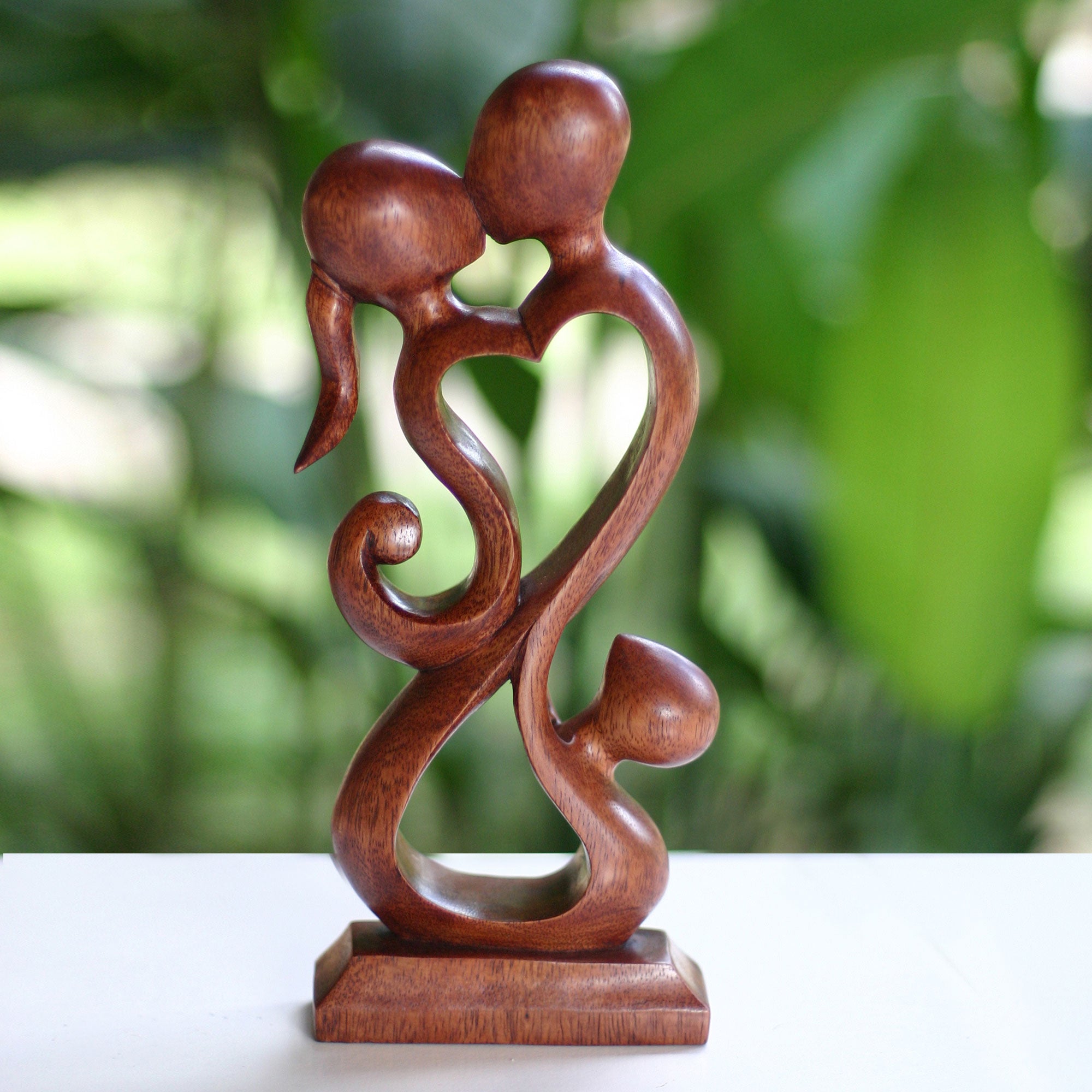 Premium Family Harmony Suar Wood Sculpture - Handcrafted Art Piece