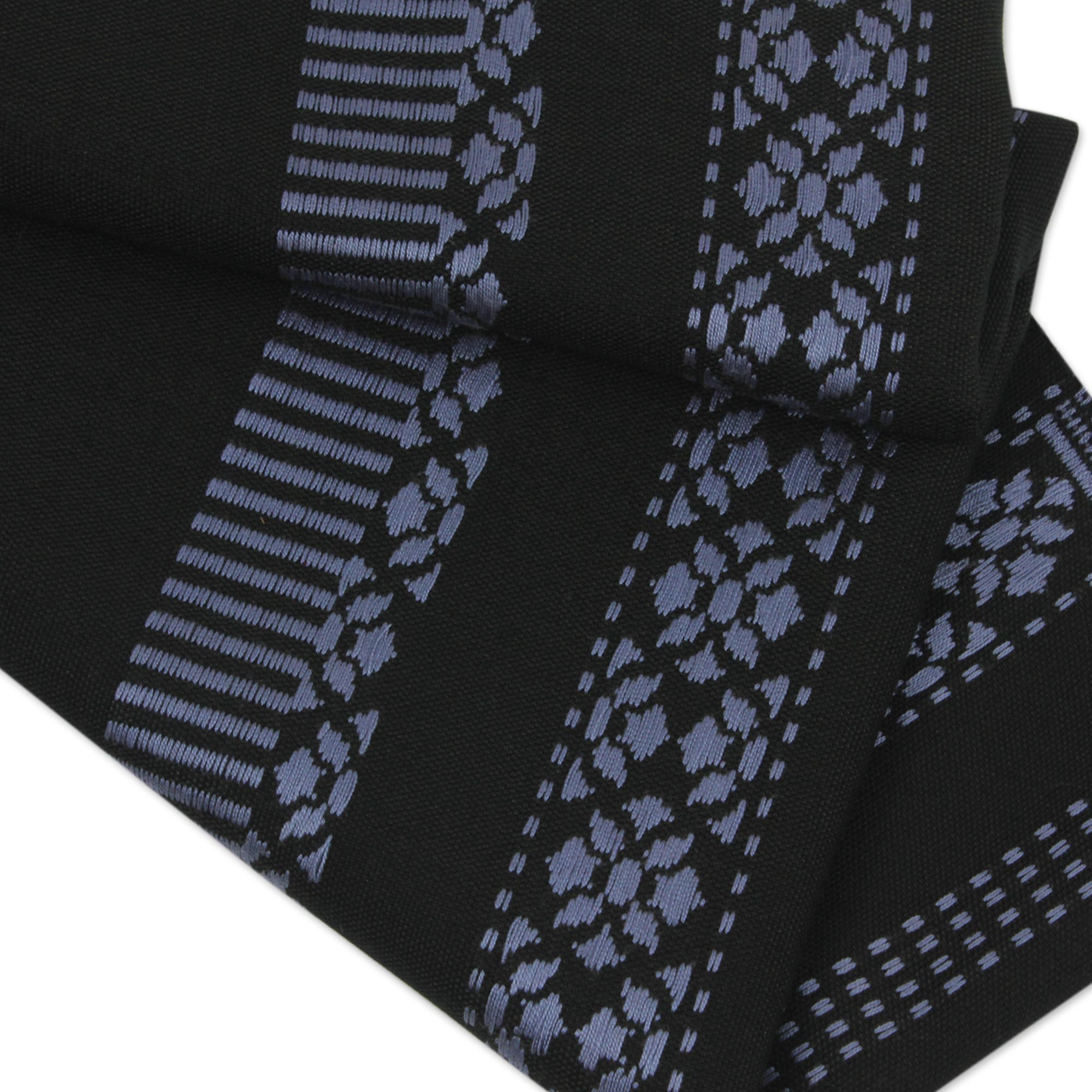 Premium Light Blue Lamphun Blossom Table Runner - Elegant Floral Cotton Design