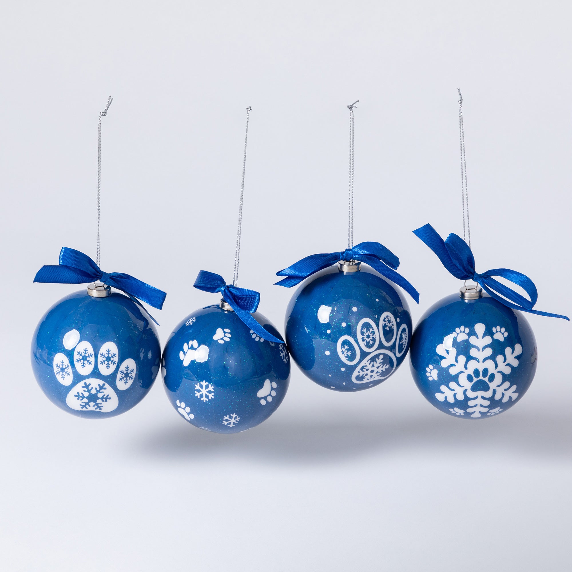 Premium Sparkling Festive Paws Ornaments - Ultimate Set of 4