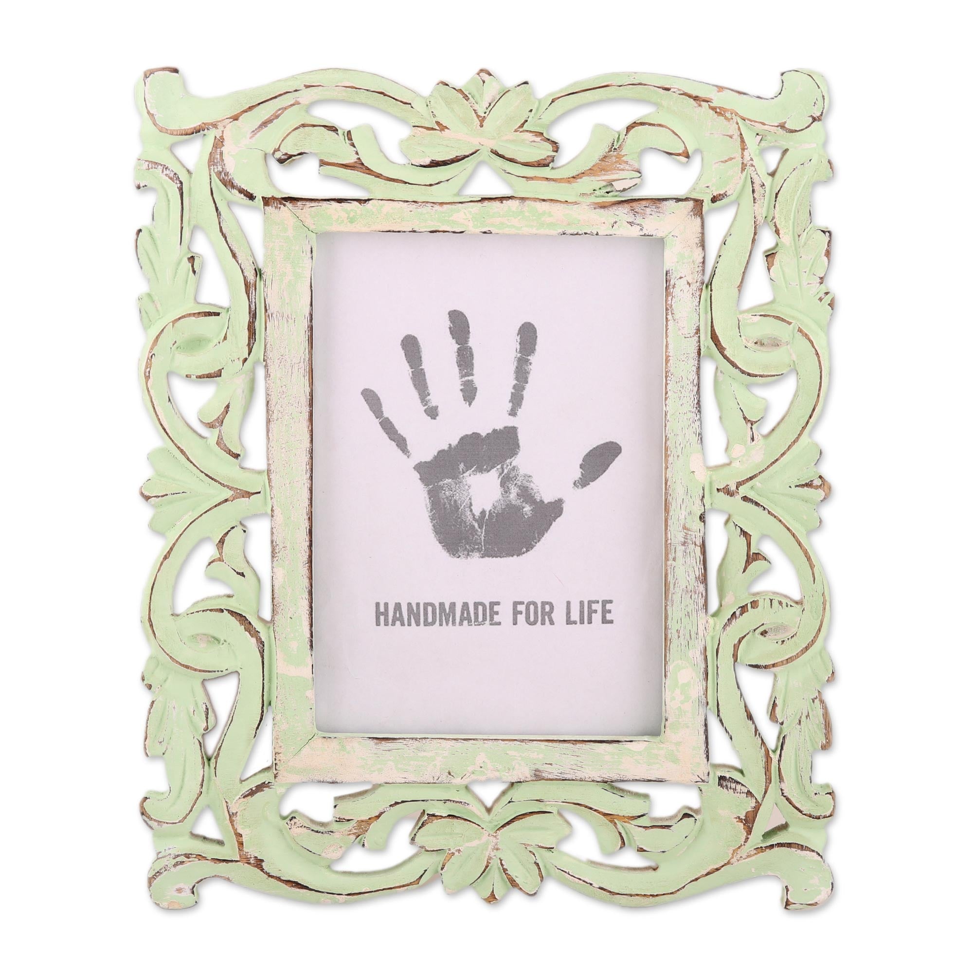 Premium Sage Green Vintage Mango Wood Photo Frame 5x7 - Handcrafted Elegance
