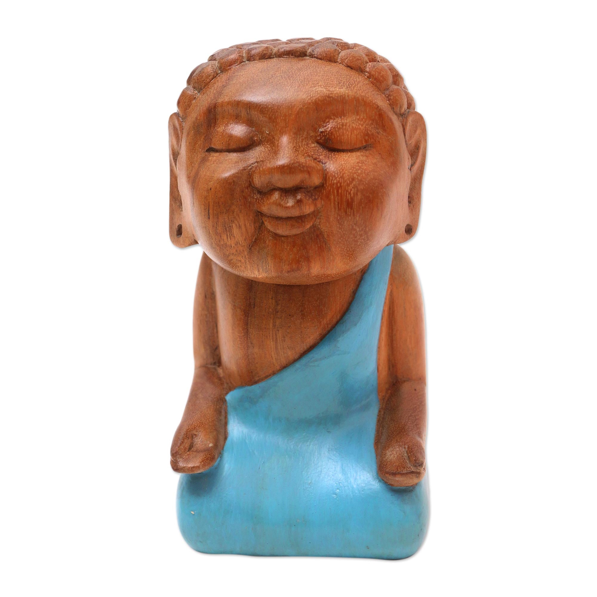 Premium Hand-Carved Light Blue Buddha Statue