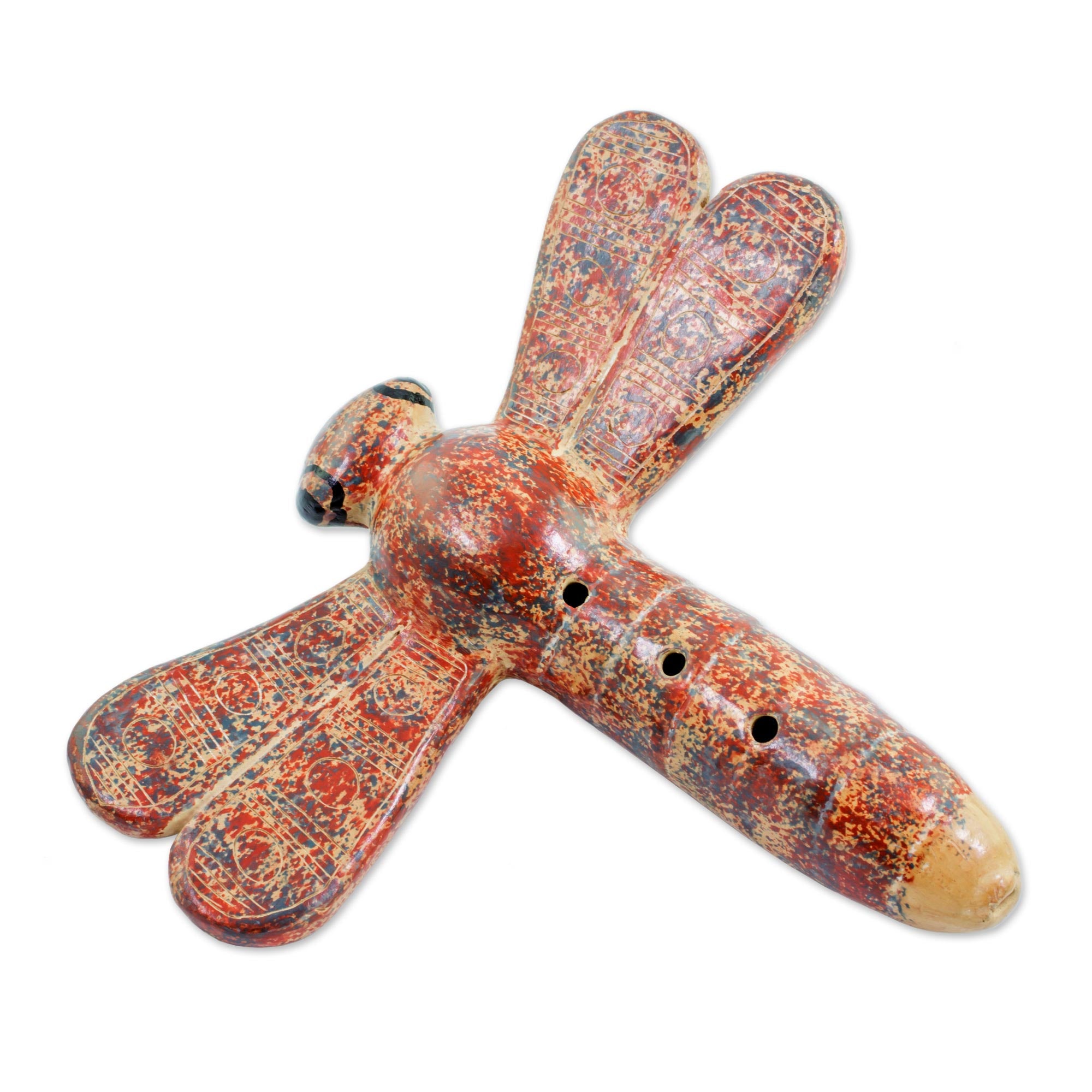 Premium Melodic Dragonfly Ceramic Ocarina Flute - Handcrafted Artisan Instrument from Nicaragua