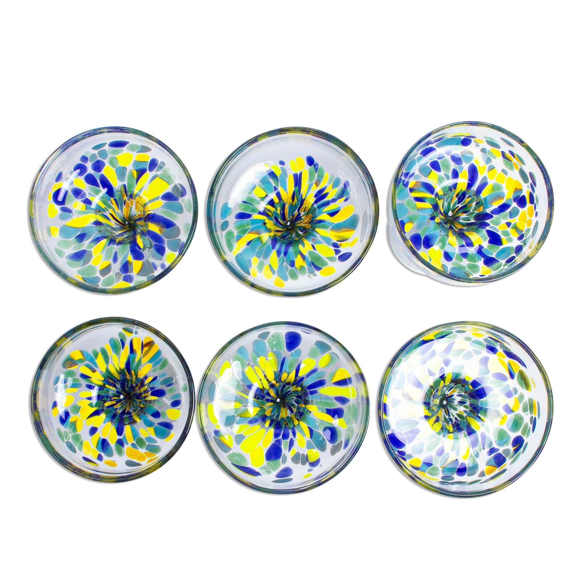 Premium Tropical Confetti Recycled Glass Margarita Glasses - Set of 6