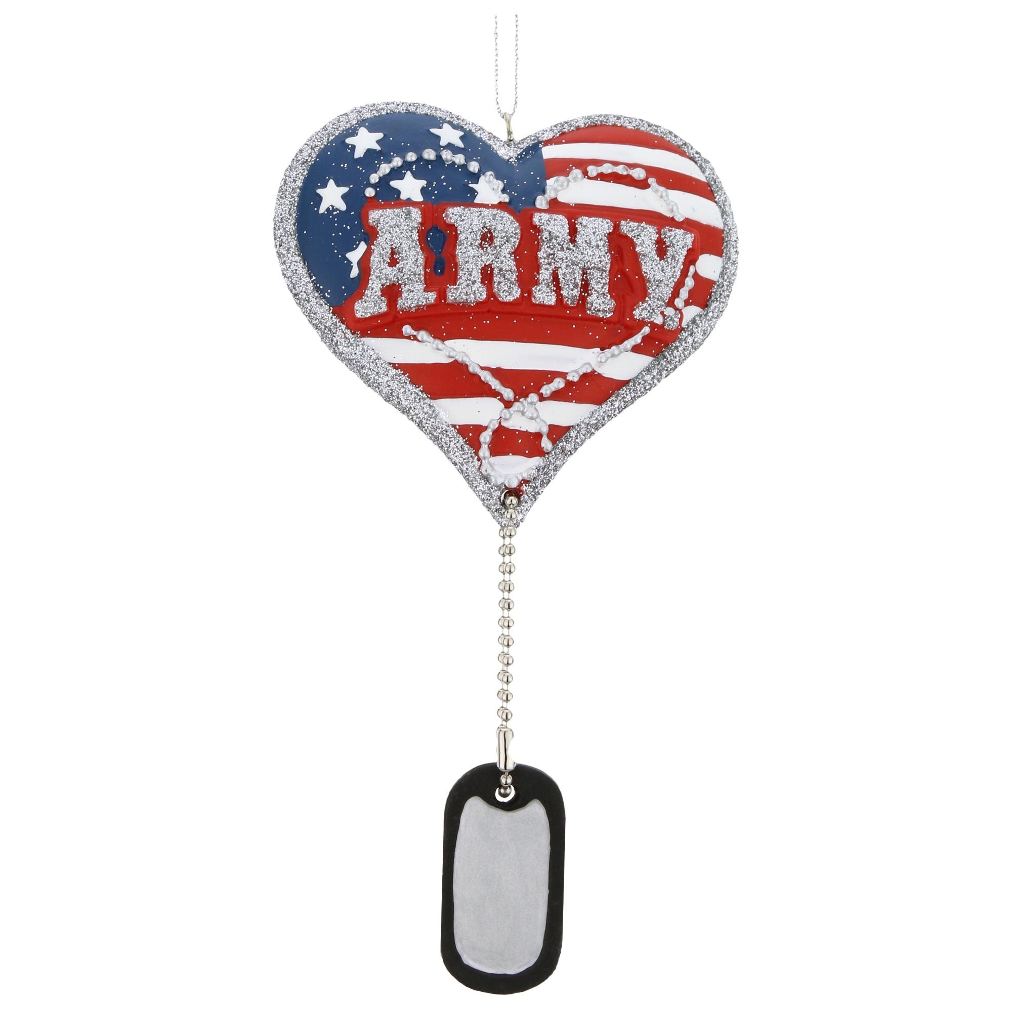 Premium Military Heart & Dog Tag Holiday Ornament