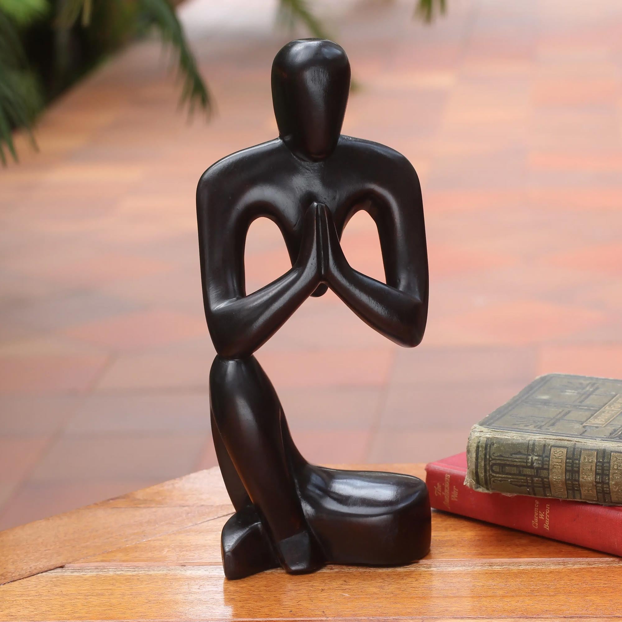 Premium Handcrafted Wooden Prayer Sculpture - Spiritual Elegance