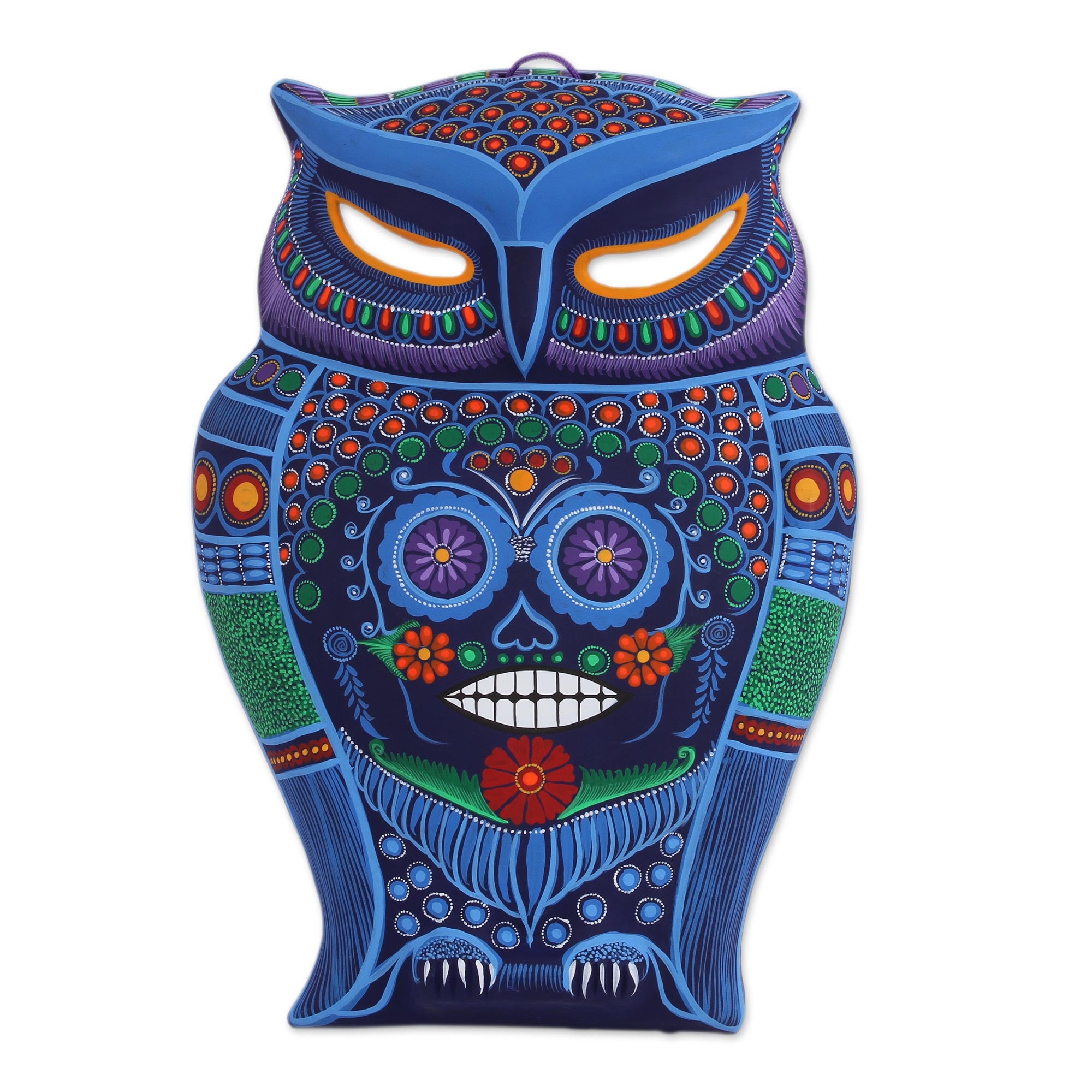 Premium Hand-Painted Ceramic Owl Wall Art - Day of the Dead Inspired
