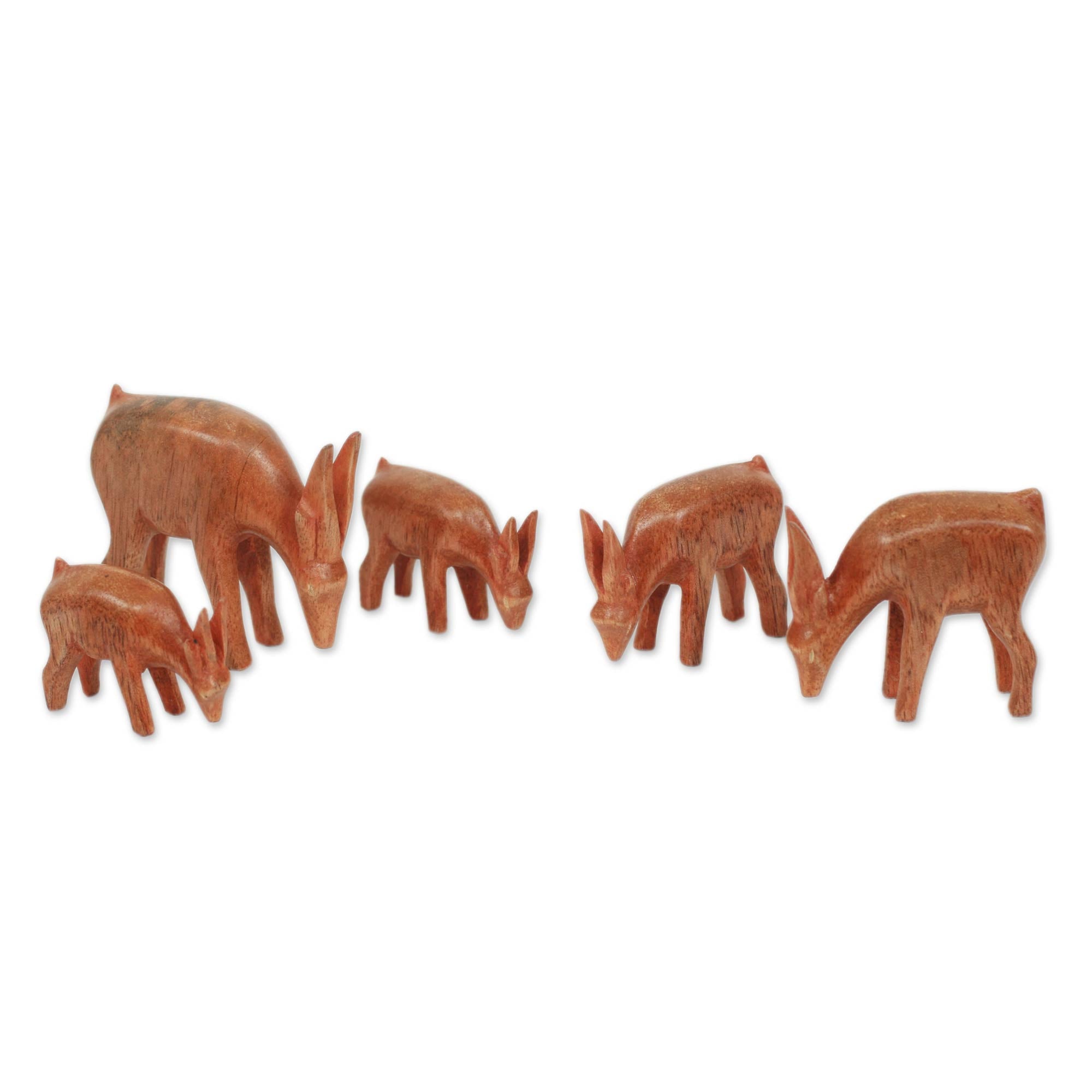 Premium Handcrafted African Antelope Sculpture Set – 5-Piece Artisan Collection