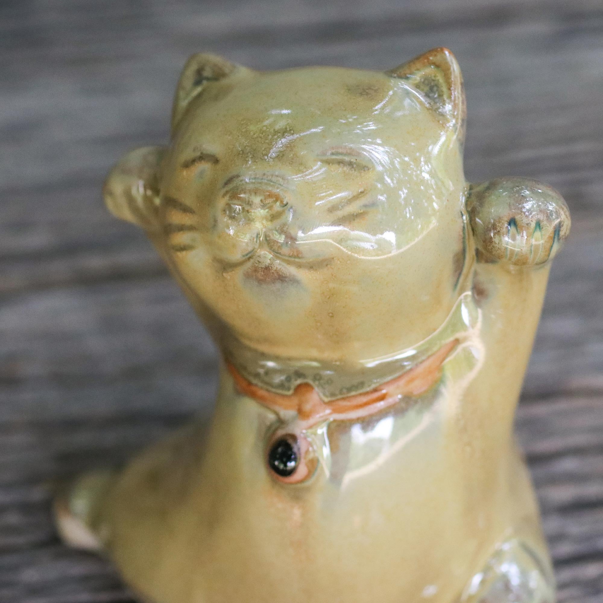 Premium Yellow Ceramic Lucky Cat Duo – Handcrafted in Thailand