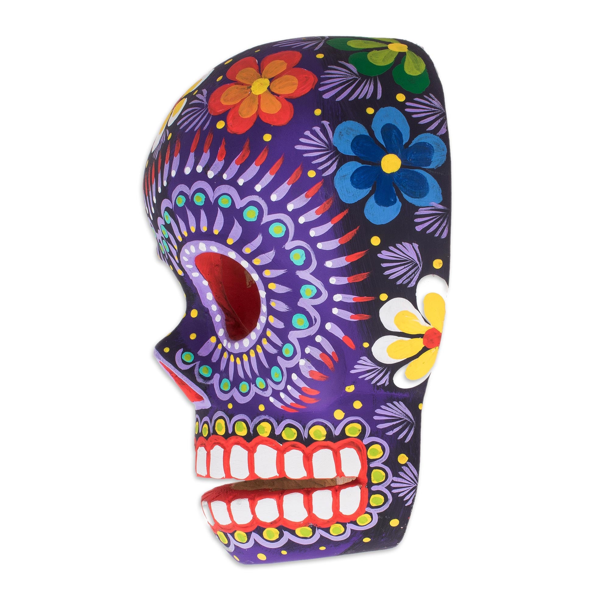 Premium Eternal Floral Skull Wood Wall Art - Handcrafted in Guatemala