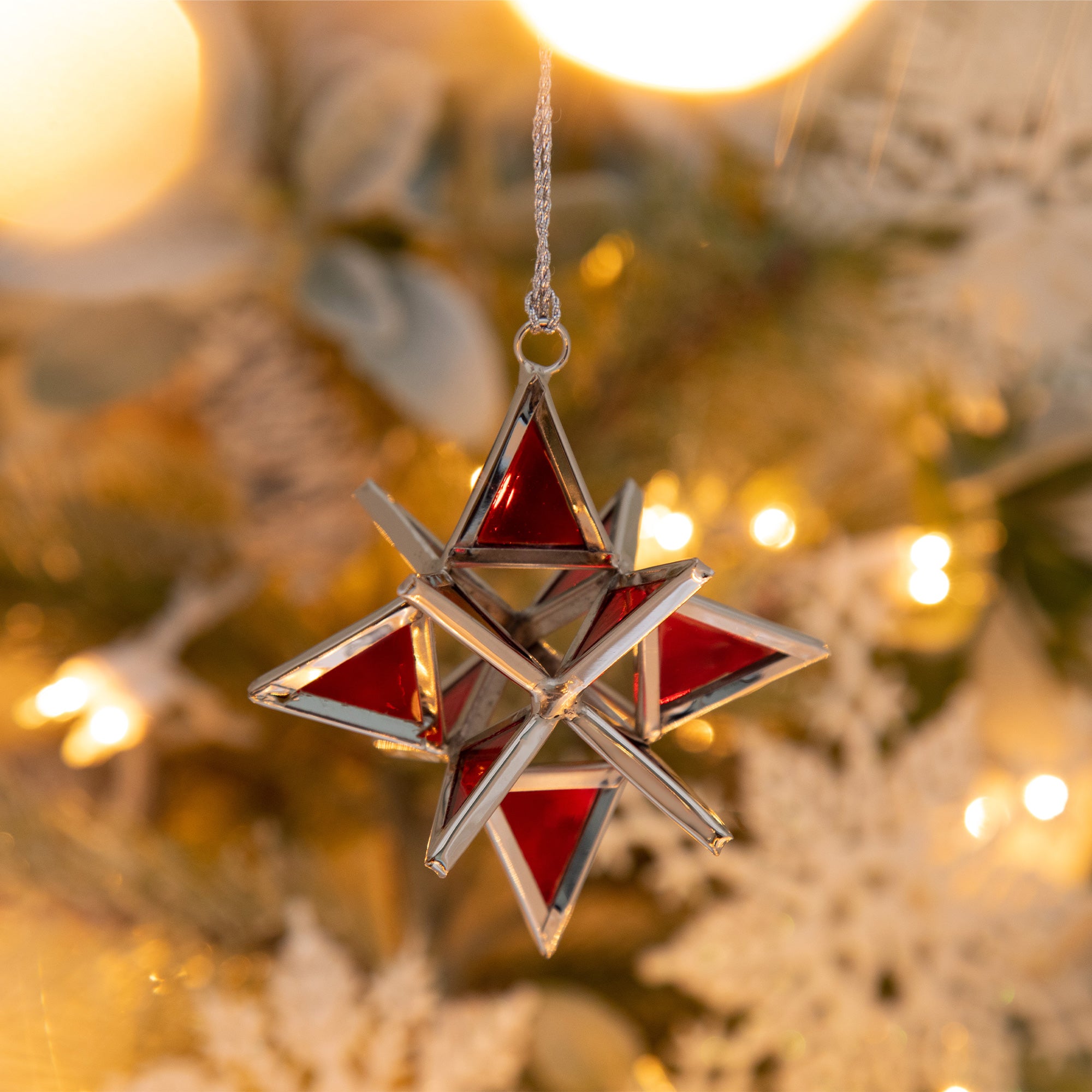 Premium Handcrafted Moravian Star Ornament | Fair Trade Stained Glass Decor