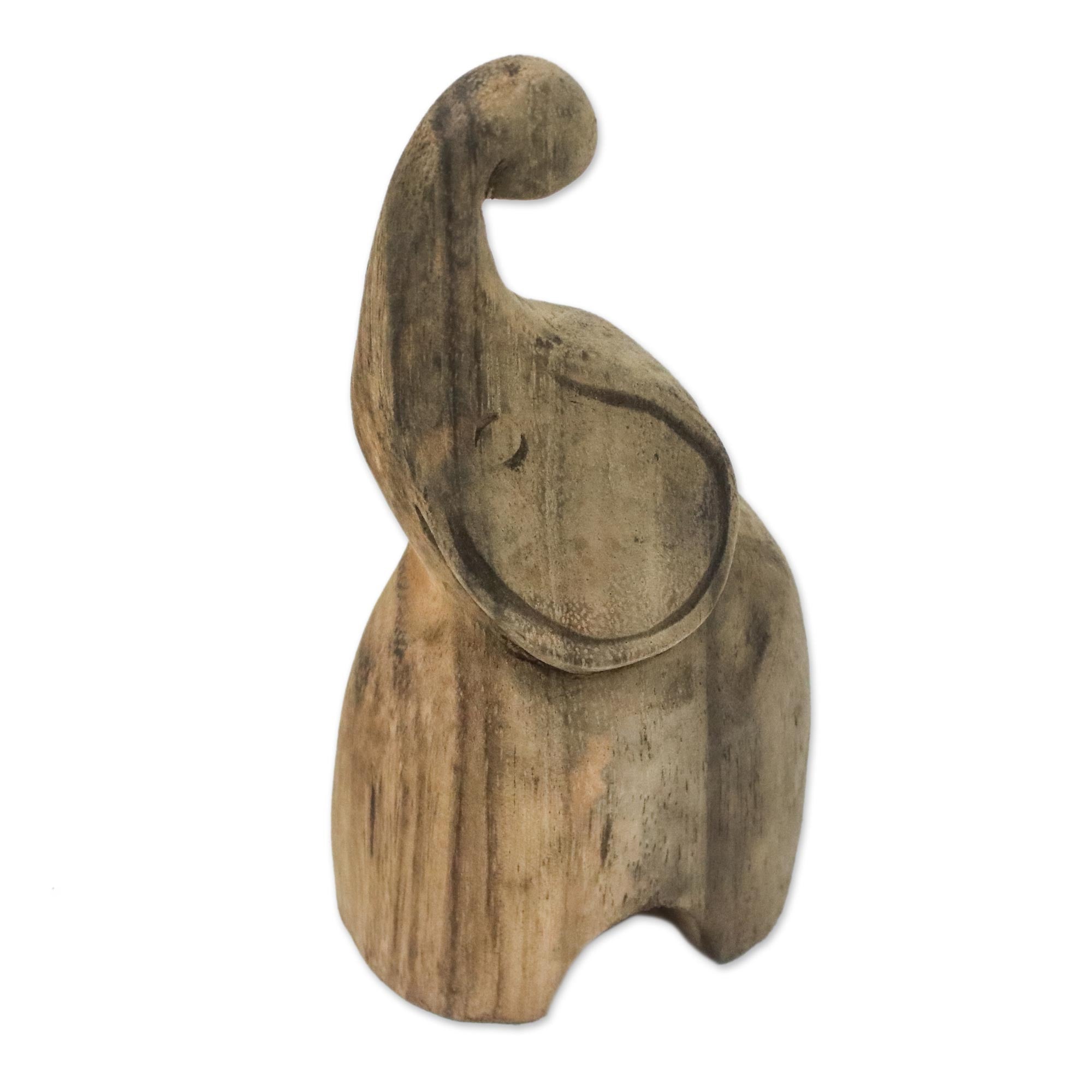 Premium Handcrafted Elephant Statuette - Raintree Wood Art from Thailand
