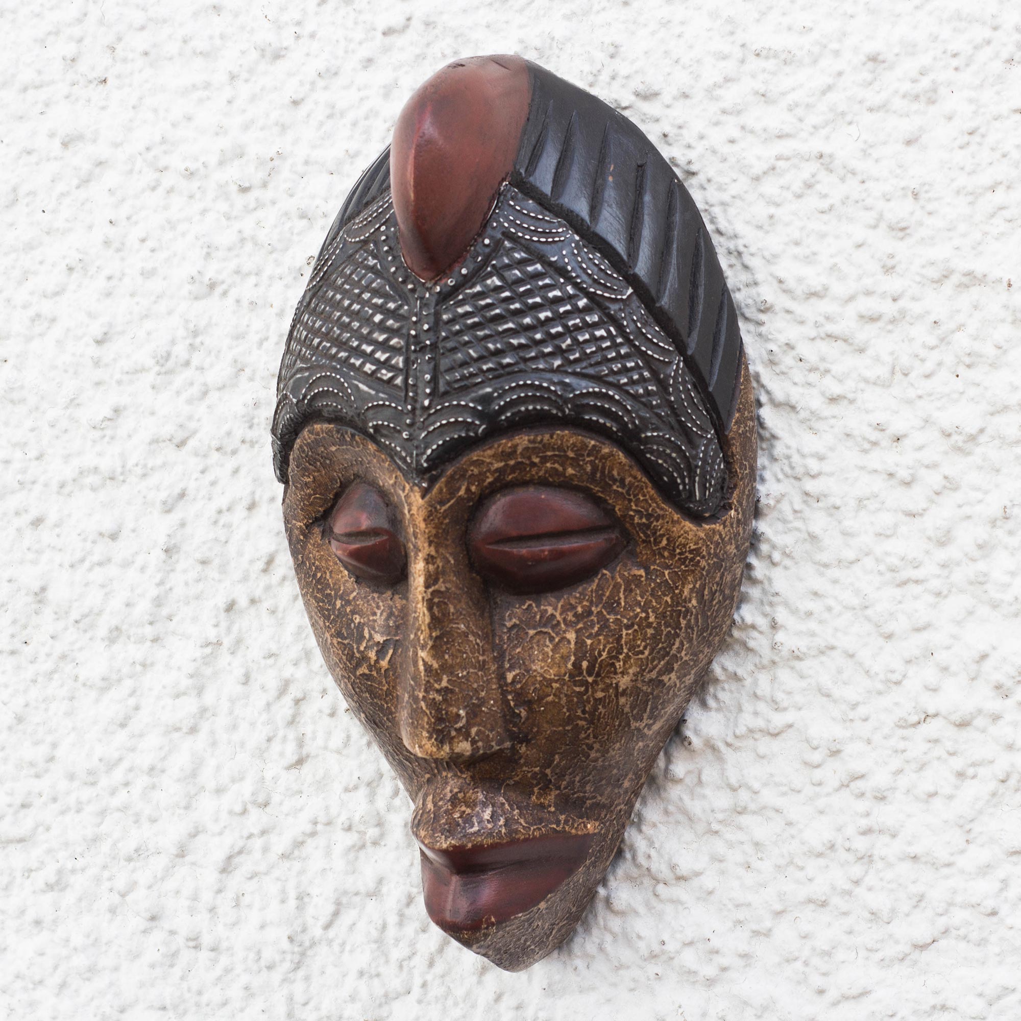 Premium African Wood Mask with Brass & Aluminum Accents – Handcrafted in Ghana
