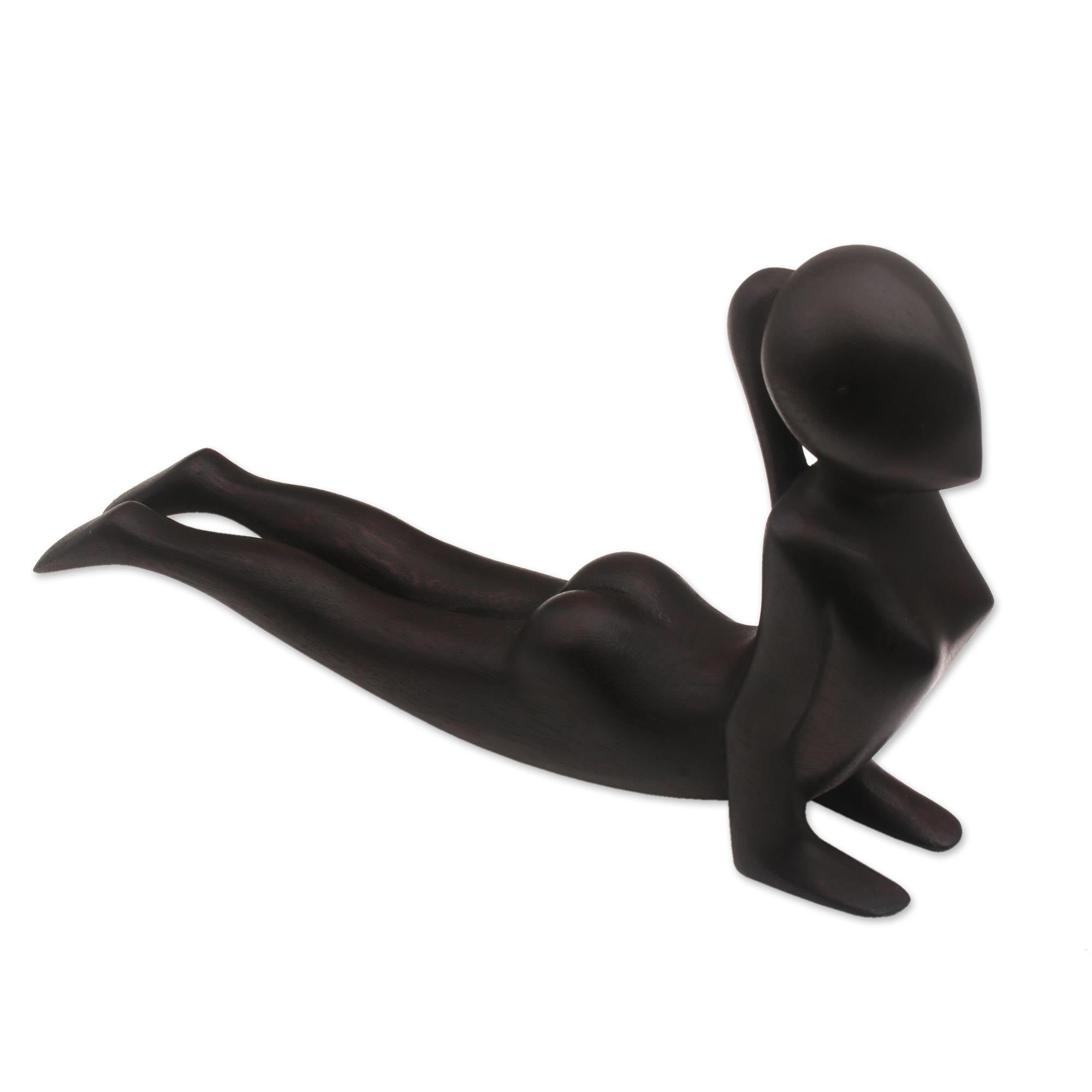 Premium Cobra Yoga Pose Wood Statuette - Handcrafted Black Finish