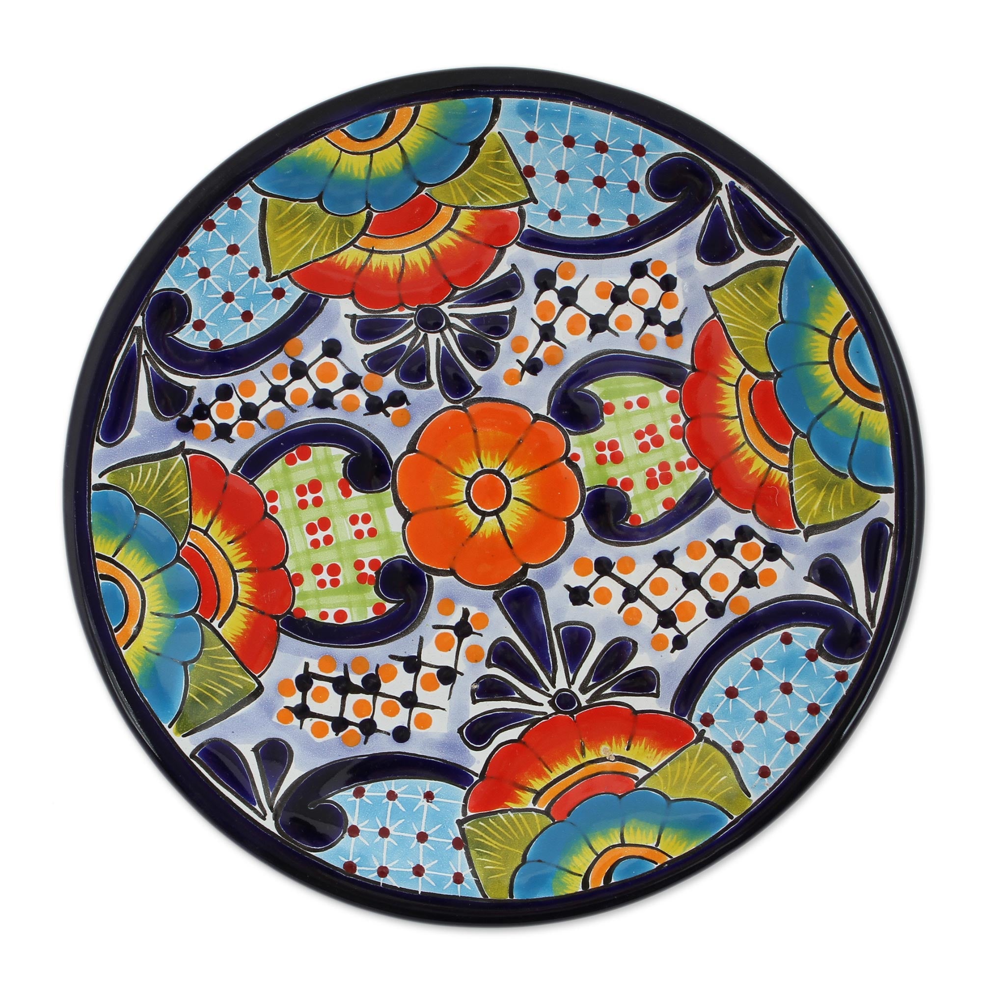 Premium Hand-Painted Talavera Ceramic Salad Plates from Mexico (Set of 2)