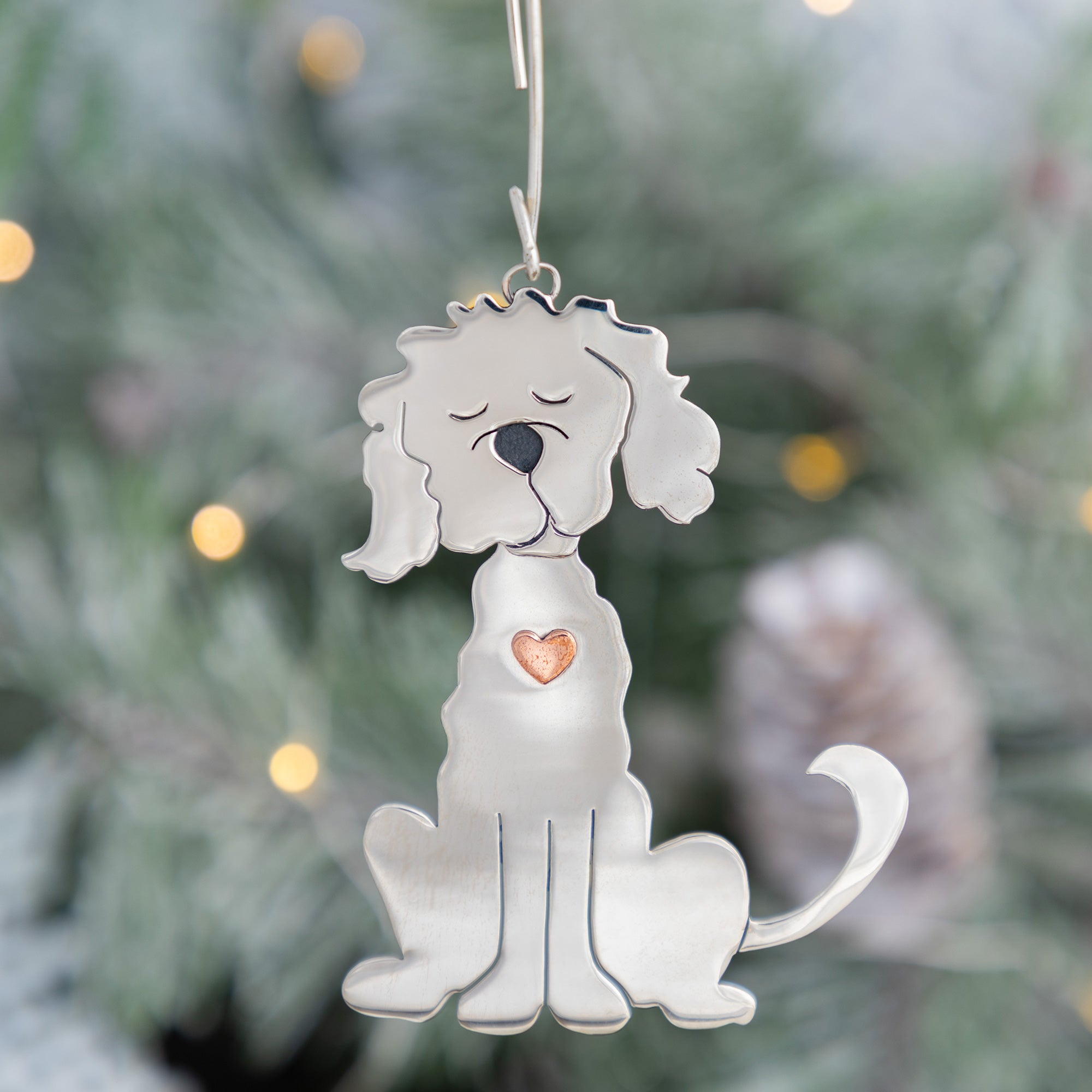 Premium Fluffy Dog Mixed Metal Ornament - Handmade Holiday Decor