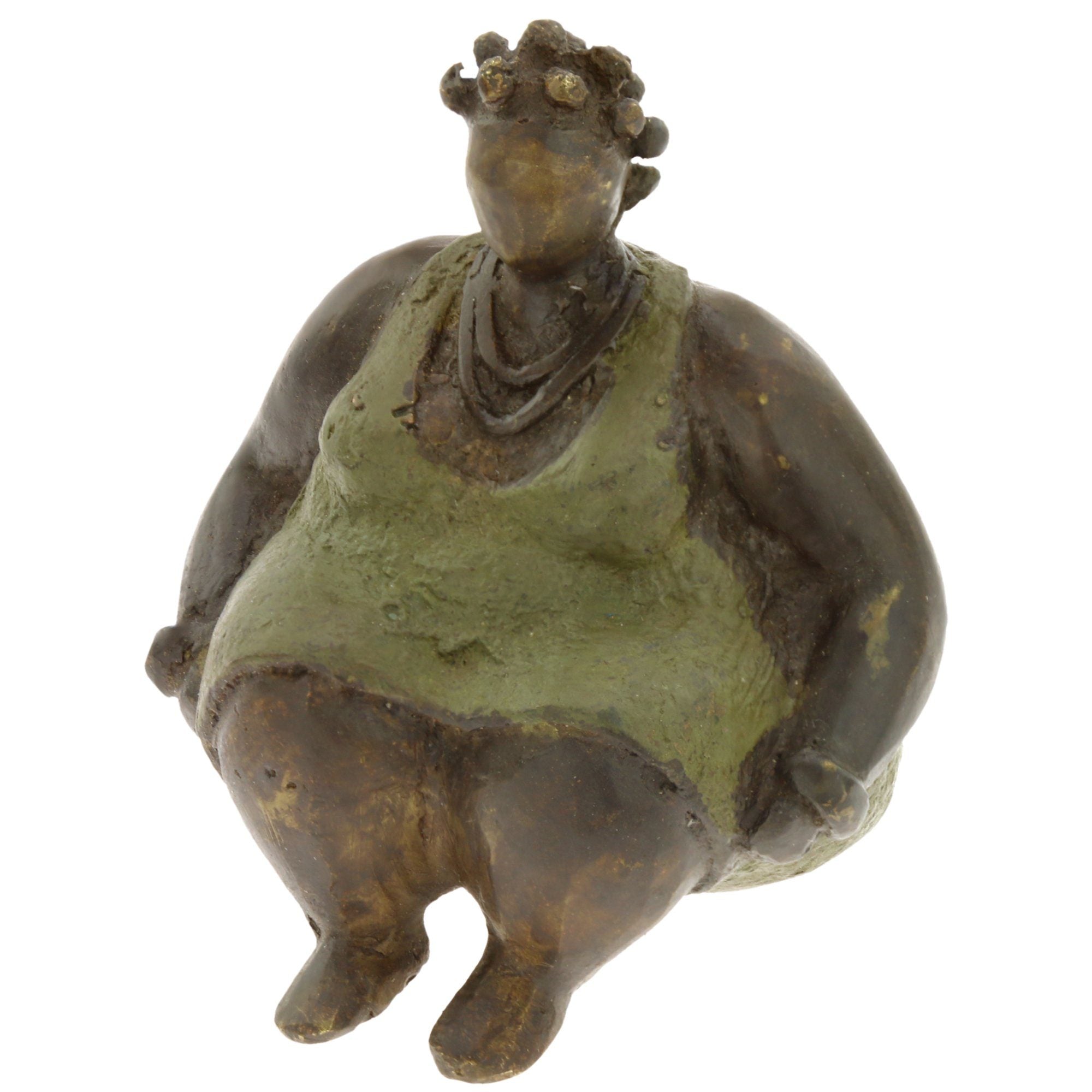 Premium Burkina Faso Bronze Woman Sculpture - Handmade Artisan Craft