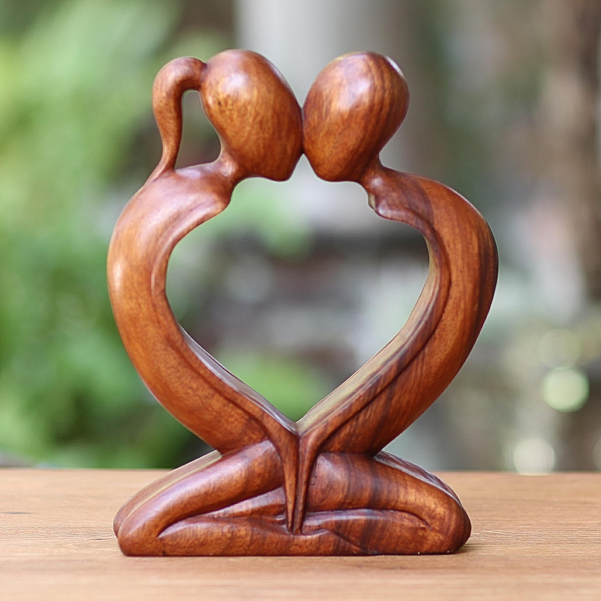 Premium 'Kiss Me Quick!' Handcrafted Wood Sculpture