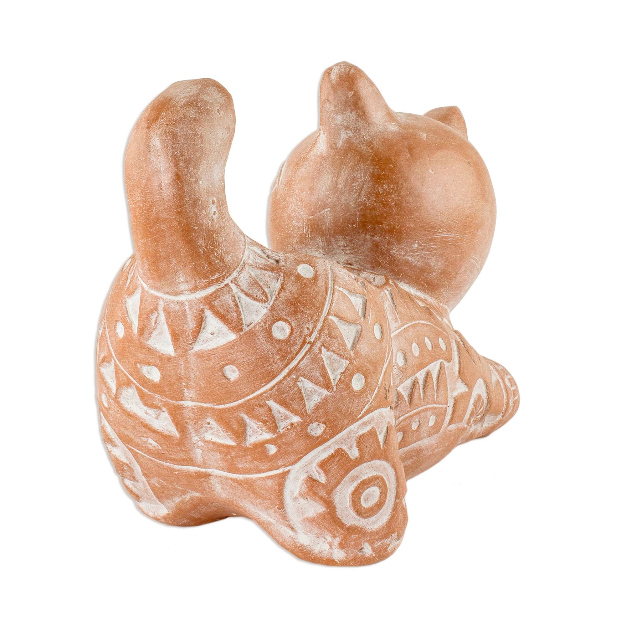 Premium Salvadoran Cat-Themed Ceramic Planter - Handcrafted Flower Pot