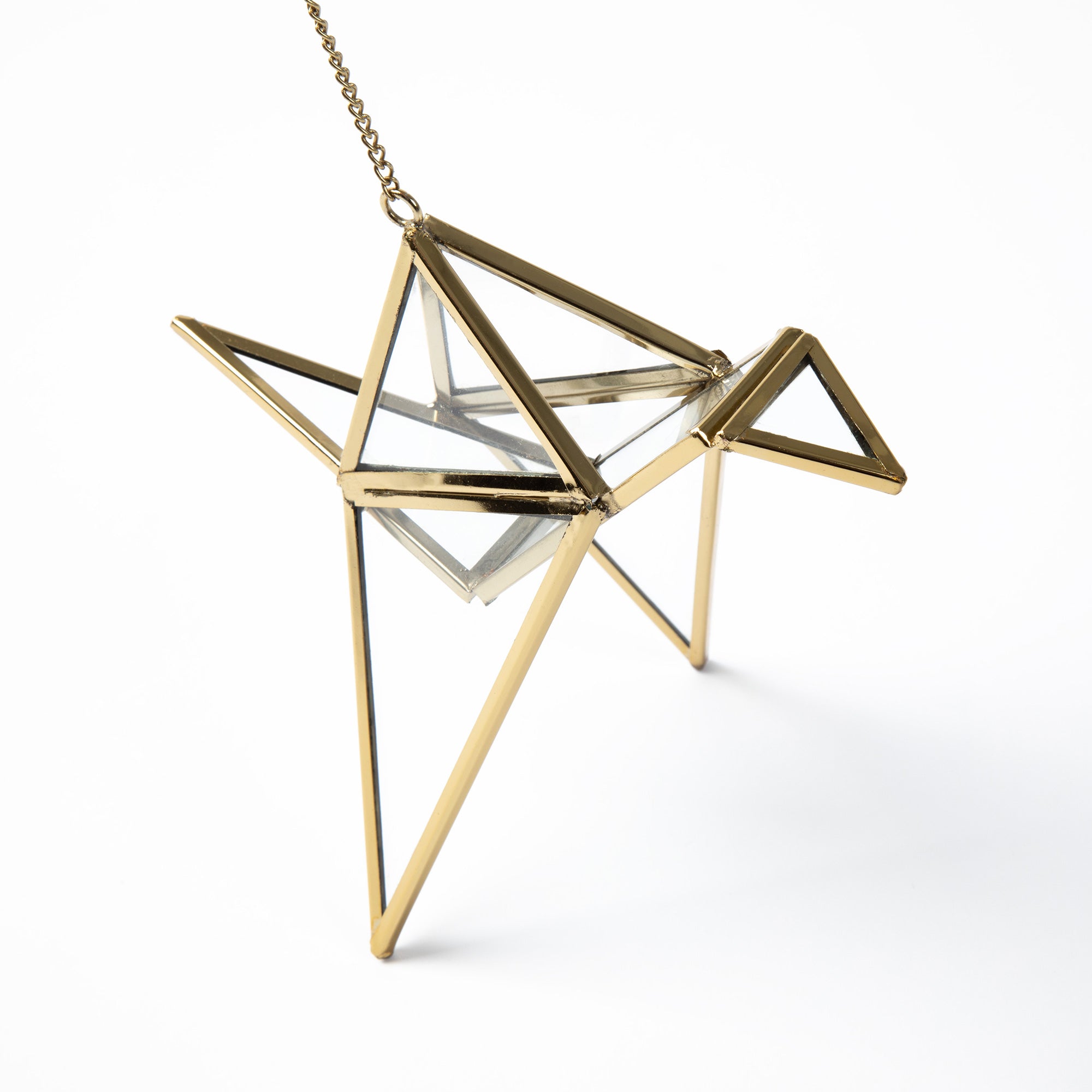 Premium Origami Brass Crane Ornament