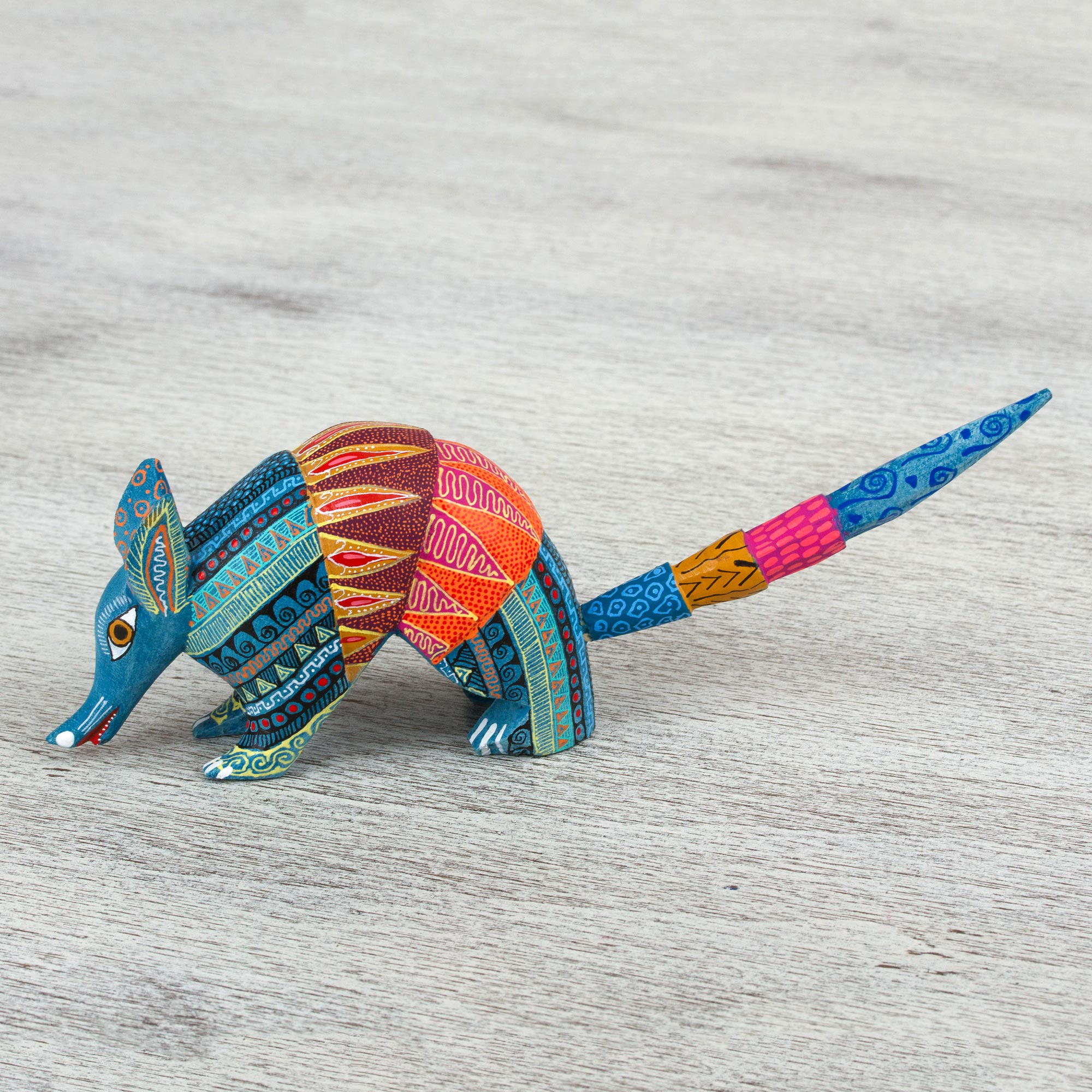 Premium Handcrafted Armadillo Alebrije Sculpture - Folk Art Masterpiece