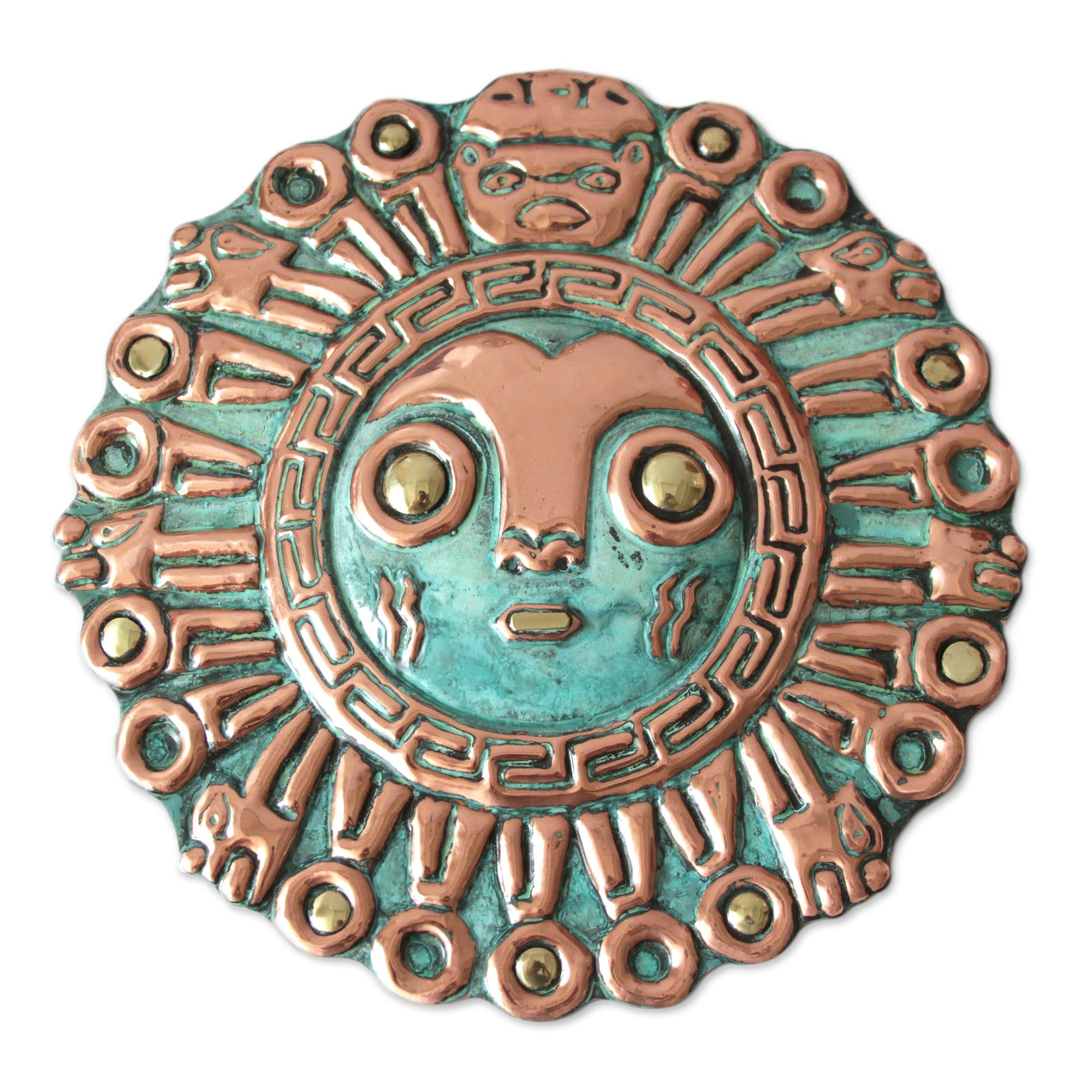 Premium Handcrafted Coricancha Sun Mask - Bronze & Copper Artisan Piece