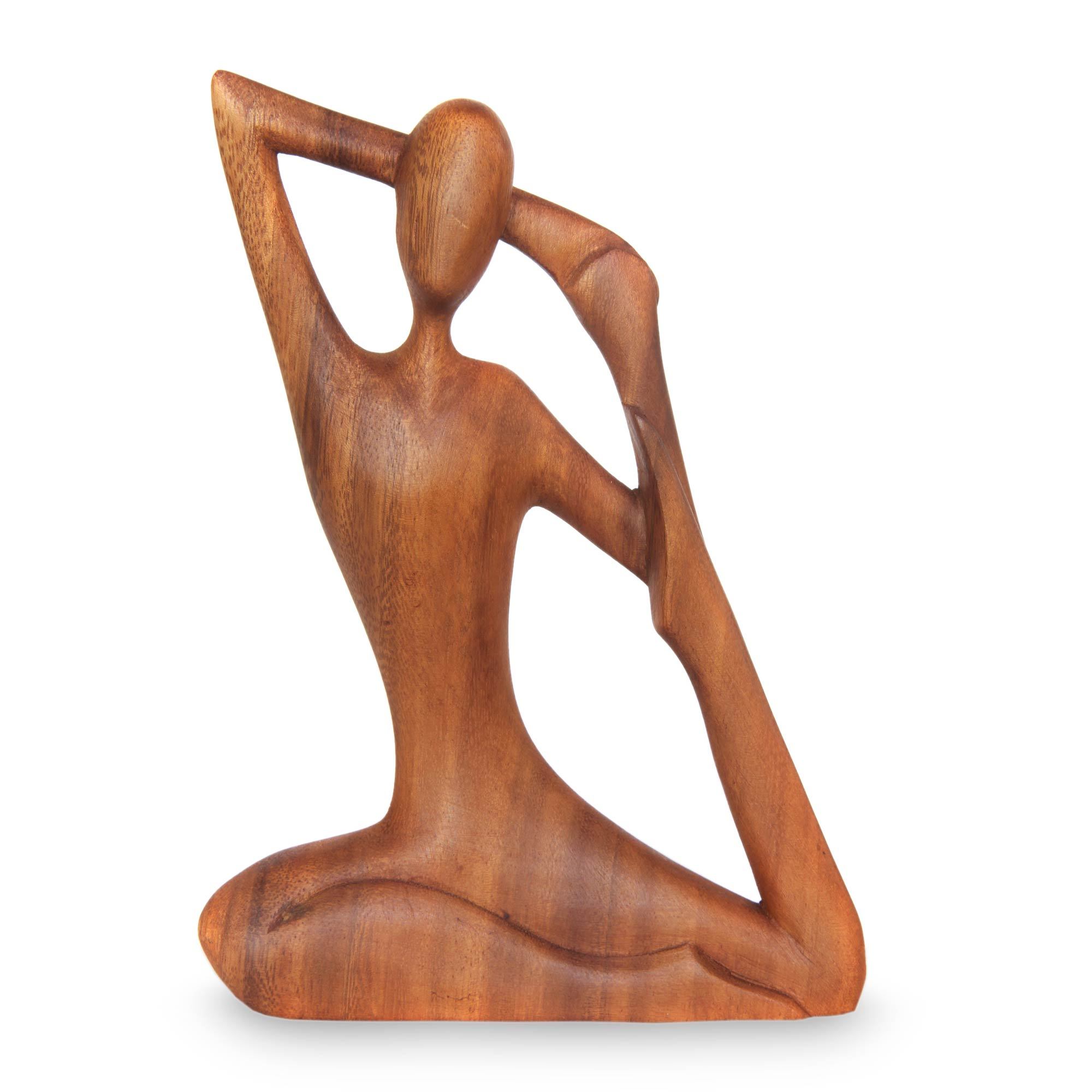 Premium Suar Wood Handcrafted Yoga Sculpture – Upgrade Your Space