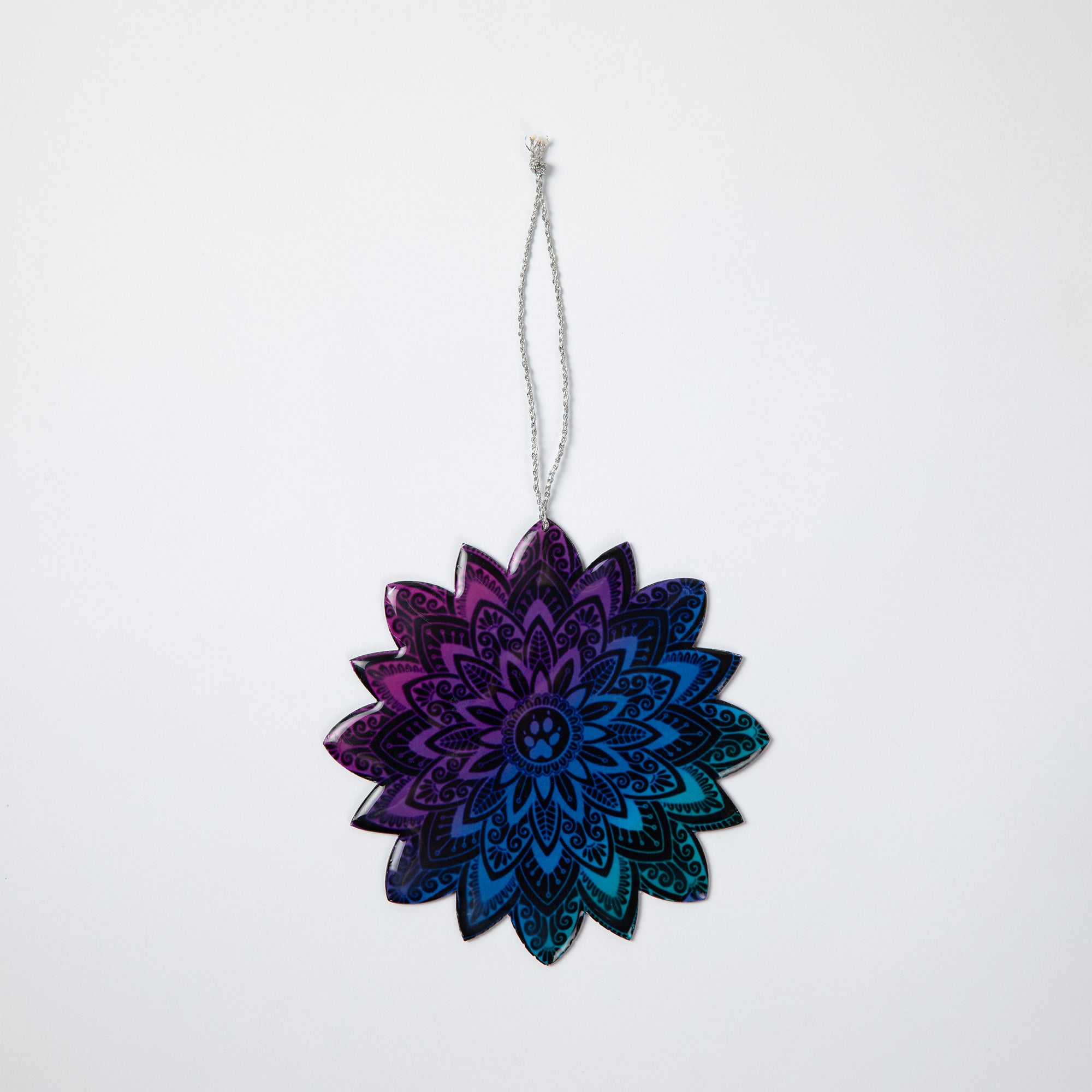 Premium Sunburst Paw Mandala Ornament - Handmade Holiday Cheer