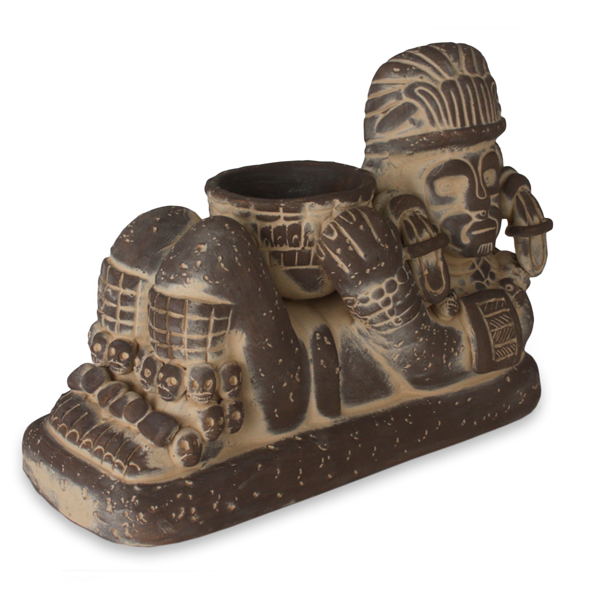 Premium Aztec Chac Mool Ceramic Sculpture - Handcrafted Museum Replica