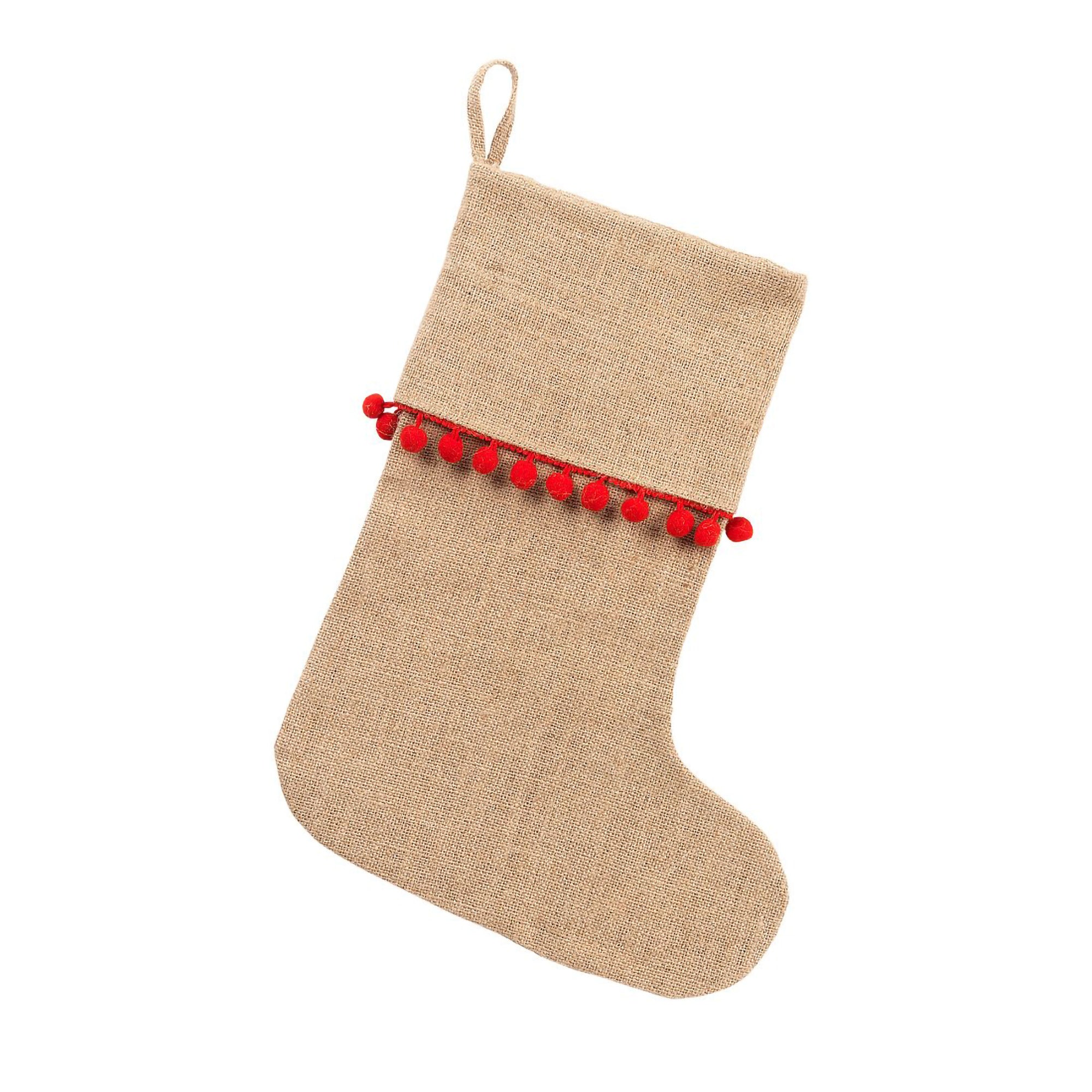 Premium Red Pom-Pom Stocking - Festive Holiday Essential