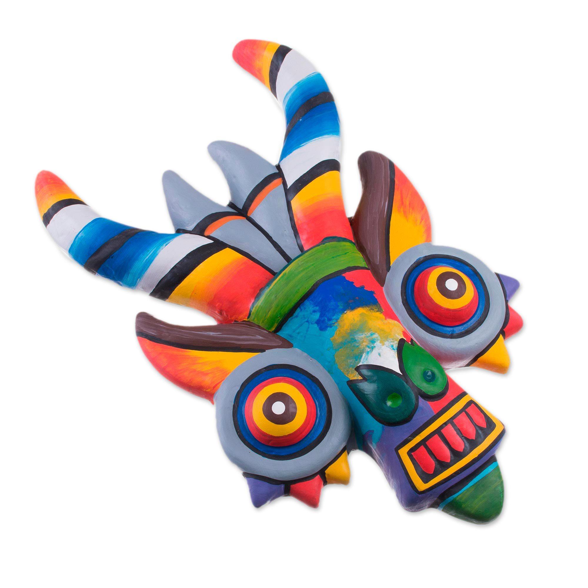 Premium Rainbow Dragon Hand-Painted Ceramic Wall Mask - Ultimate Home Decor